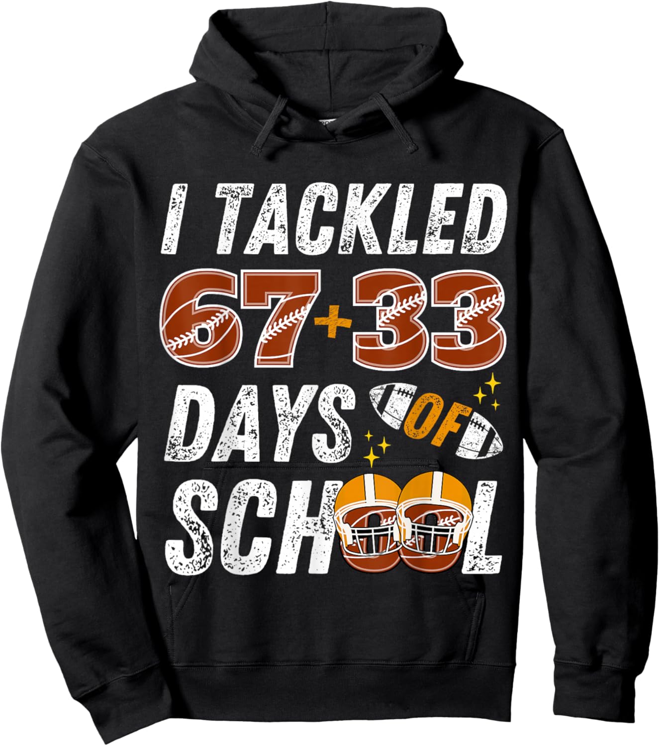 I Tackled 67+33 Days of School Football 100th Day Kids Boys Hoodie - Hoodie | Black