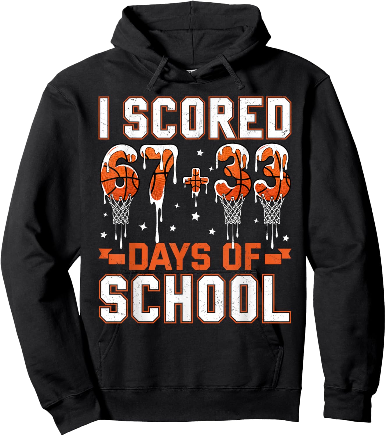 100 Days of School Basketball Drip 100th Day of School Boys Hoodie - Hoodie | Black