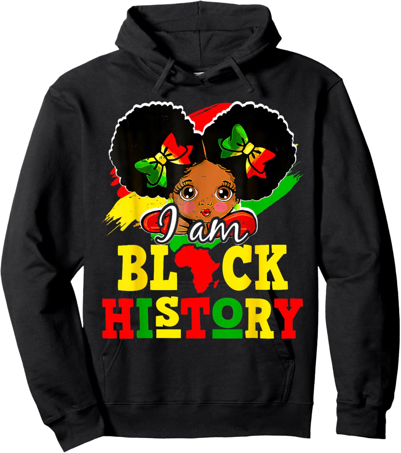 I Am Black History Month Cute Messy Bun Girl Kids s Hoodie - Hoodie | Black