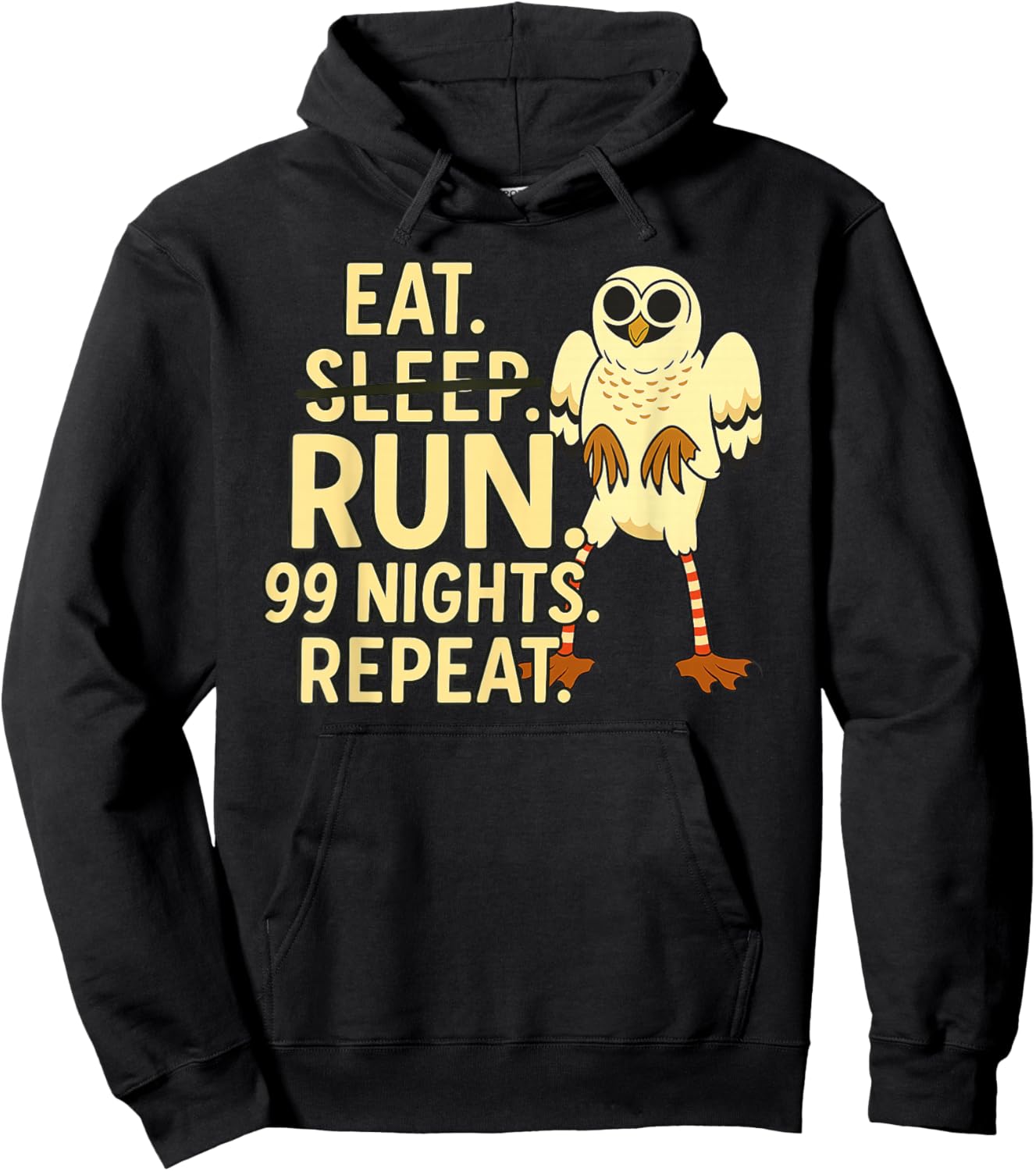 Eat. No Sleep. Run. 99 Nights. Repeat. Owl in The Forest Hoodie - Hoodie | Black