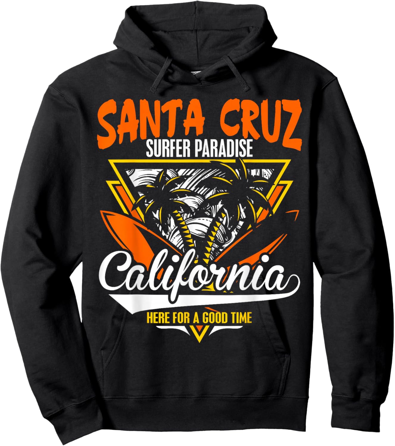 Retro Santa Cruz California Surf Paradise & Beach Adventure Hoodie - Hoodie | Black