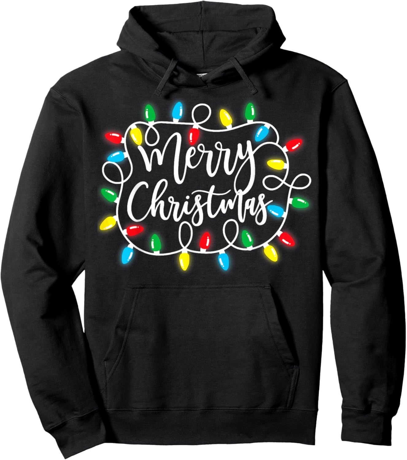 Merry Christmas Lights Xmas Family Matching Pajama Men Women Hoodie - Hoodie | Black