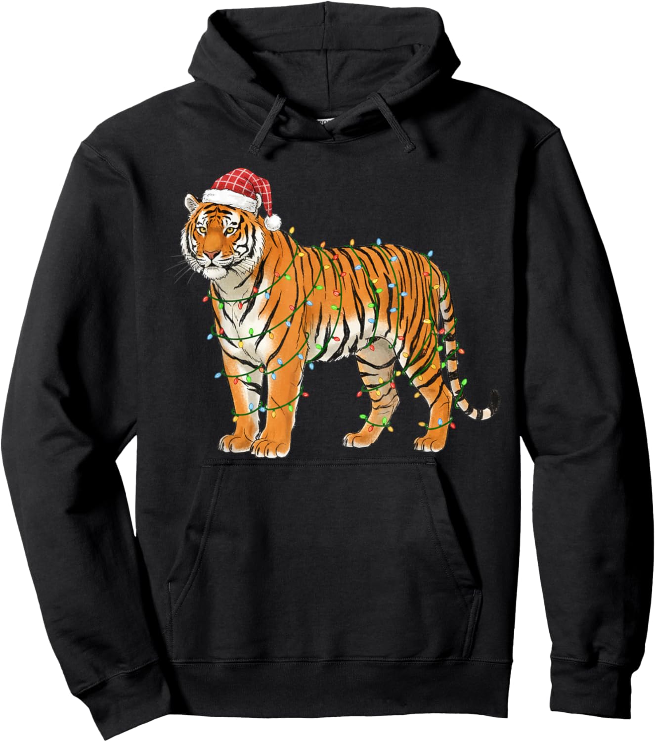 Christmas Bengal Tiger Holiday Festive Animal Hoodie - Hoodie | Black