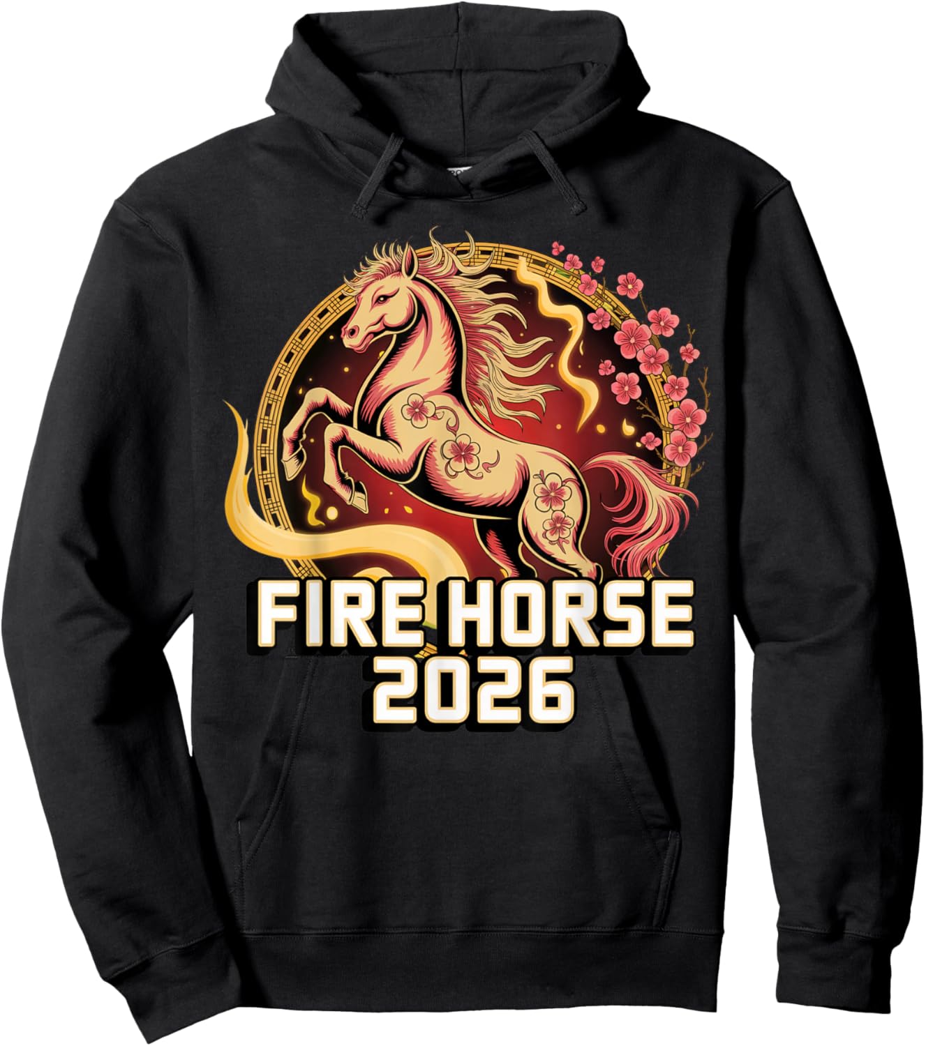 Fire Horse 2026 Design for Chinese New Year 2026 Hoodie - Hoodie | Black