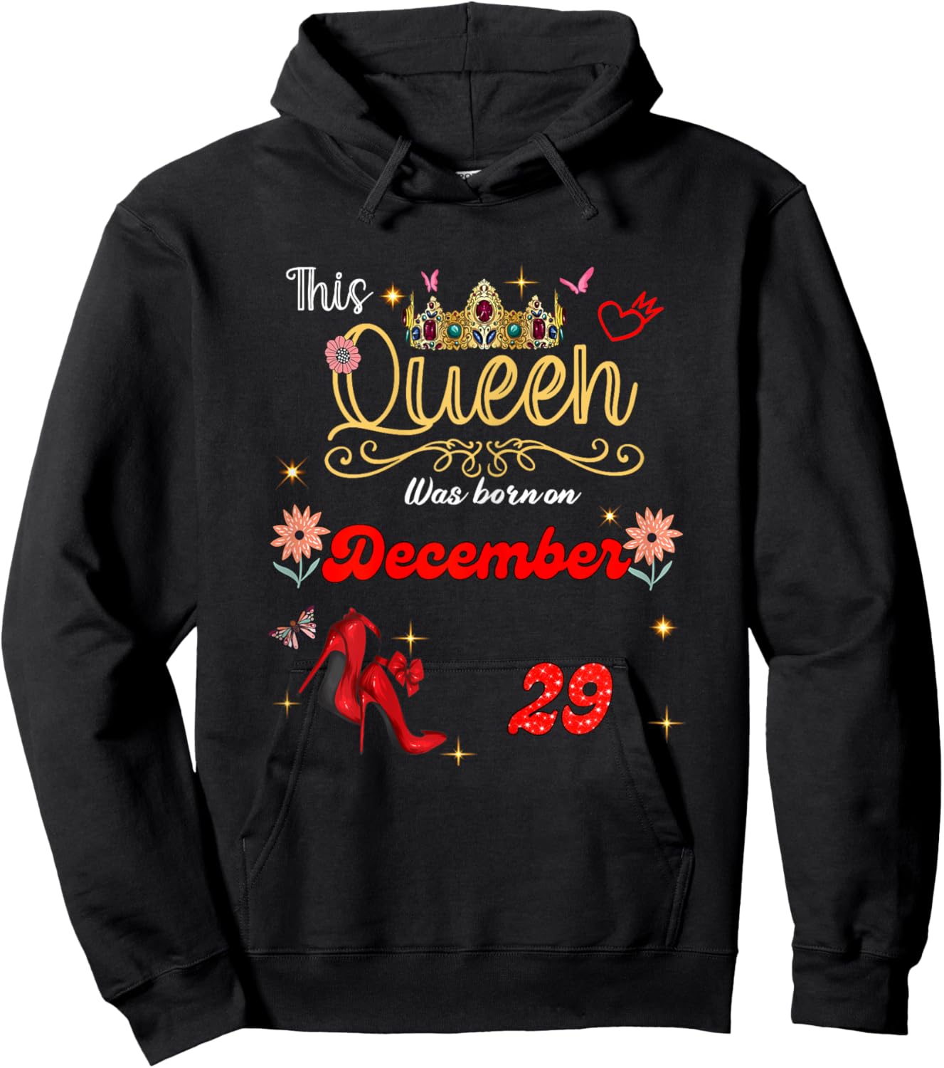 A Queen was Born on December 29 December 29th Birthday Hoodie - Hoodie | Black