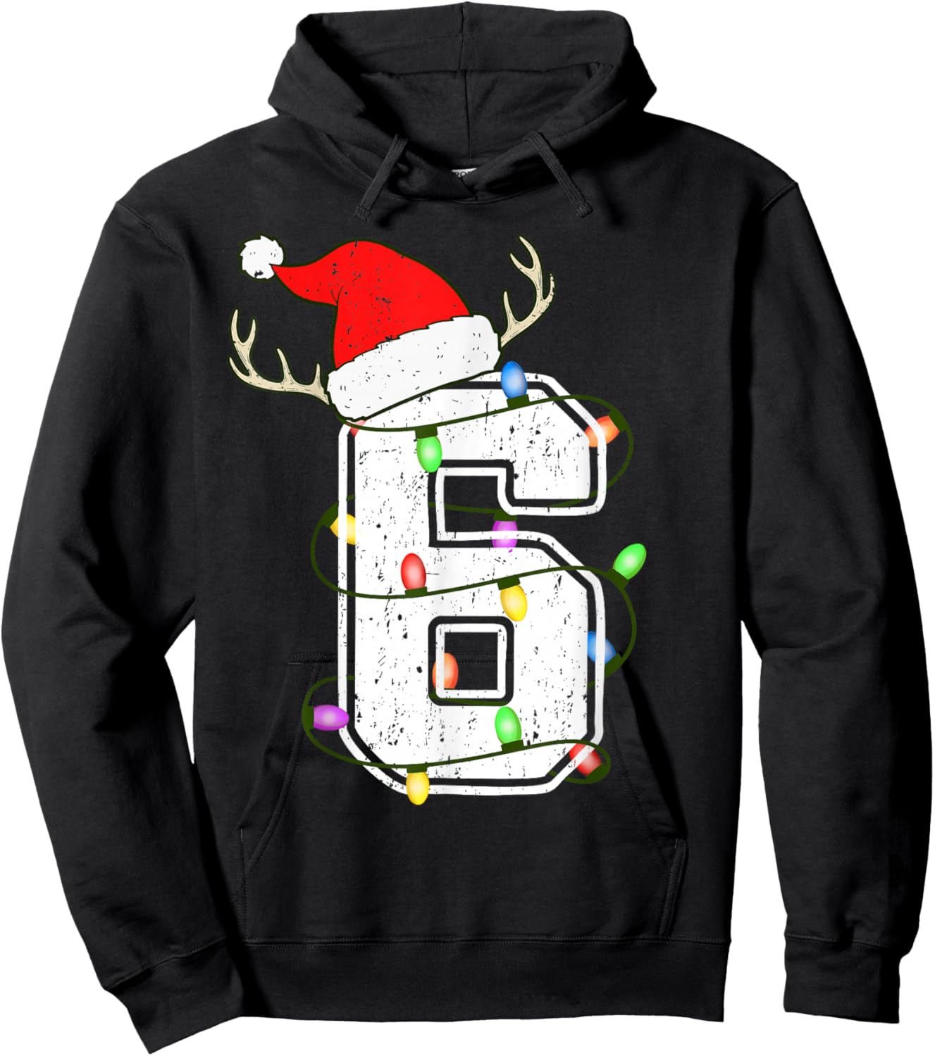 Number 6 6th Birthday Boy Six Christmas Happy Birthday Kids Hoodie - Hoodie | Black