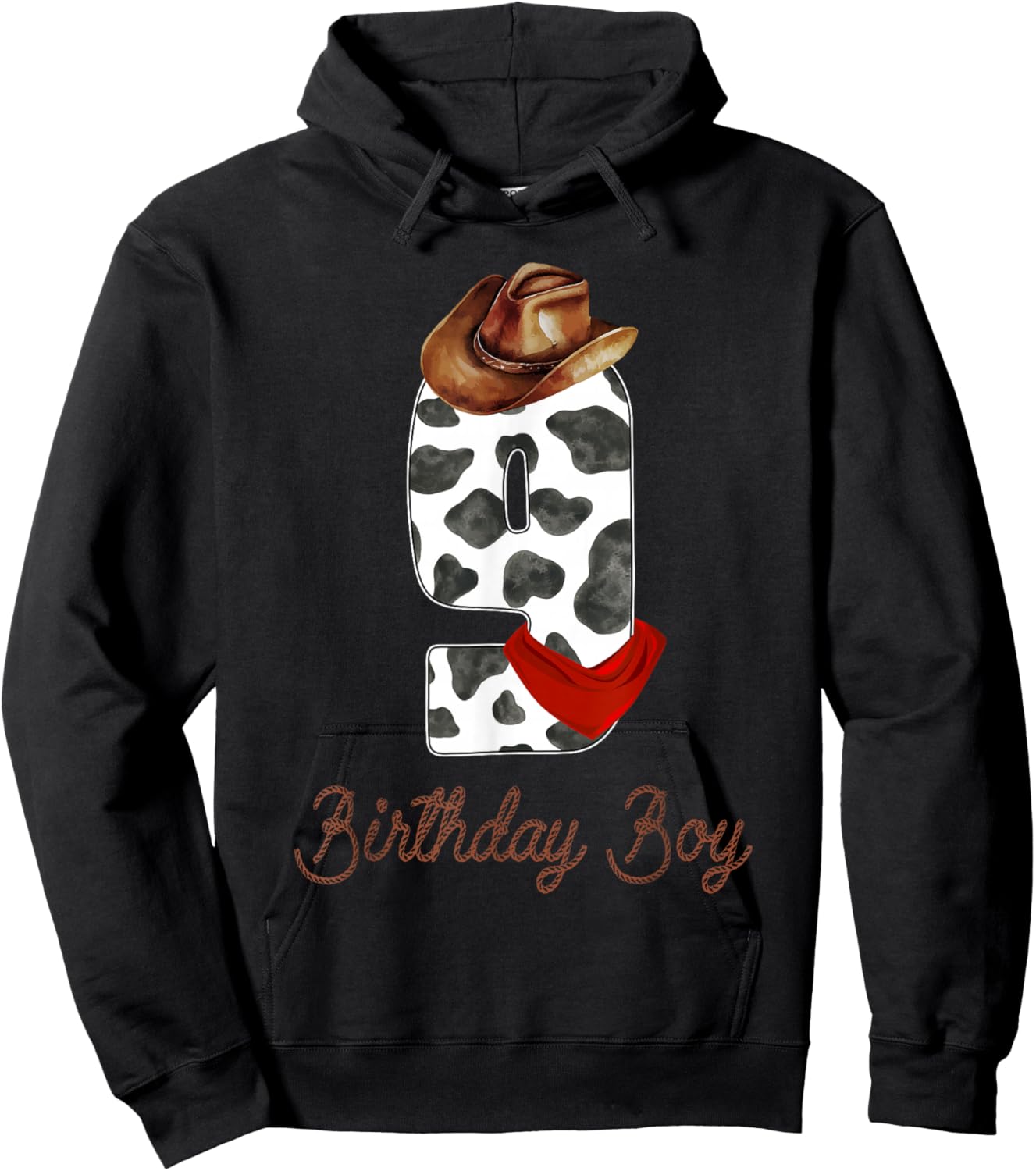 It's My 9th Birthday Boy Vintage 9 Years Old Boys Cowboy Hoodie - Hoodie | Black
