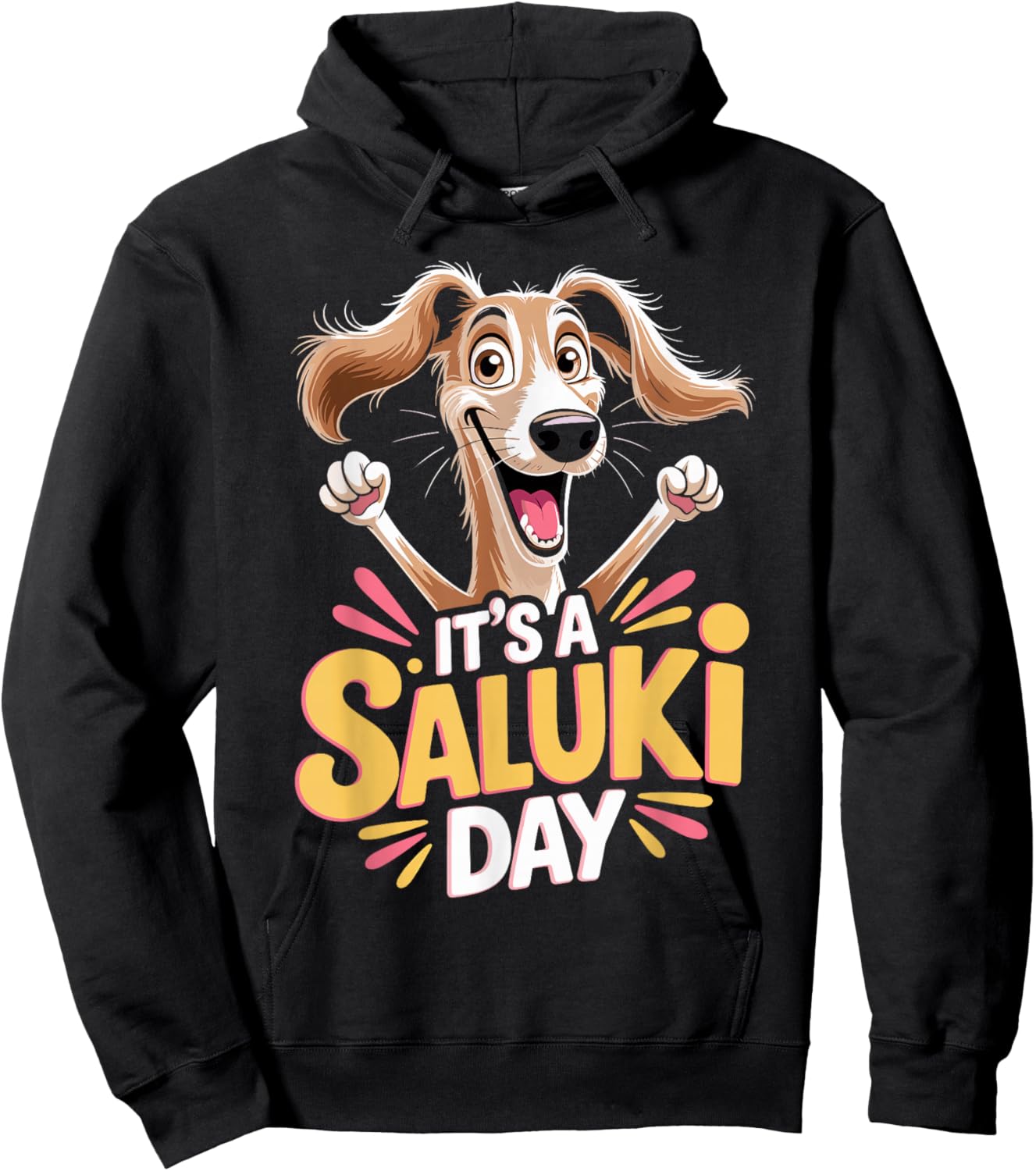 It's a Saluki Day Cartoon Pet Dog Breed Persian Greyhound Hoodie - Hoodie | Black