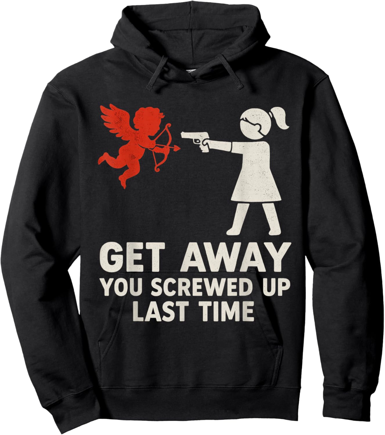 Get Away Cupid Girl Funny Anti Valentines Day Women Hoodie - Hoodie | Black