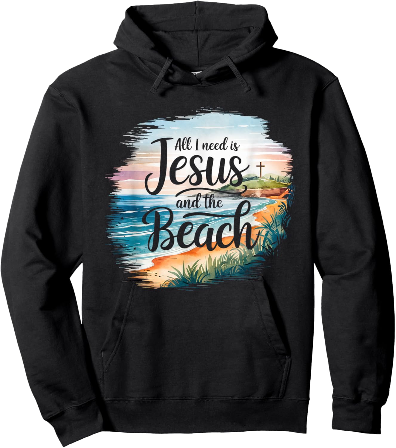 All I Need Jesus and The Beach Funny Christian Sun Vacation Hoodie - Hoodie | Black