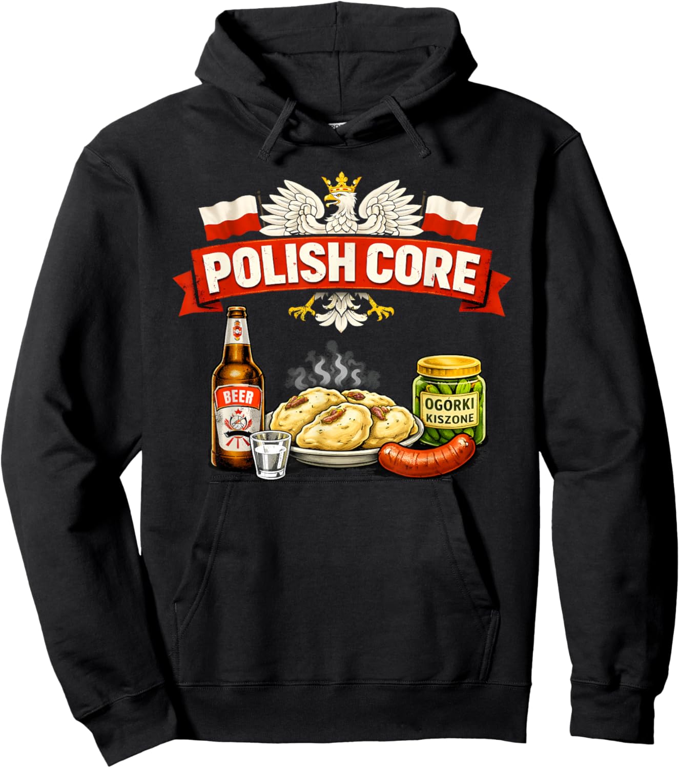 Polish Core Love Poland Polish Food Vodka Proud Polish Man Hoodie - Hoodie | Black