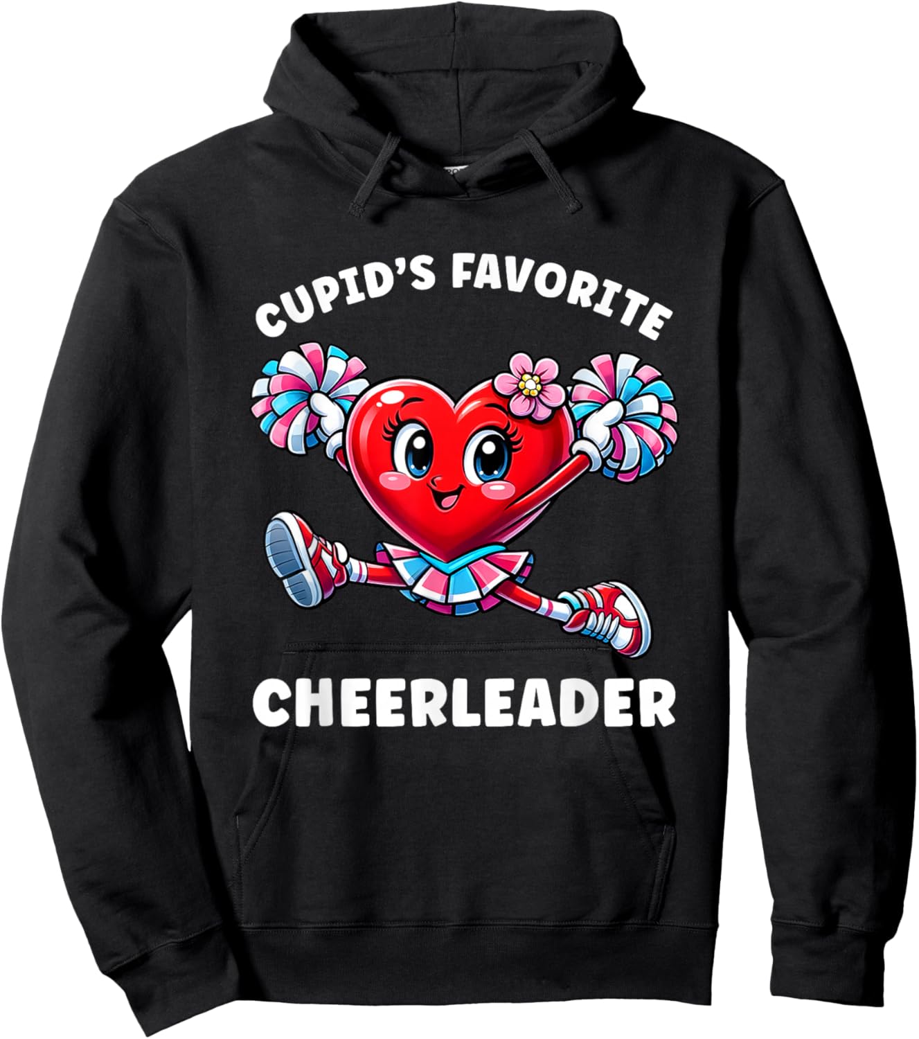 Cupid's Favorite Cheerleader Valentine's Day Cheerleading Hoodie - Hoodie | Black