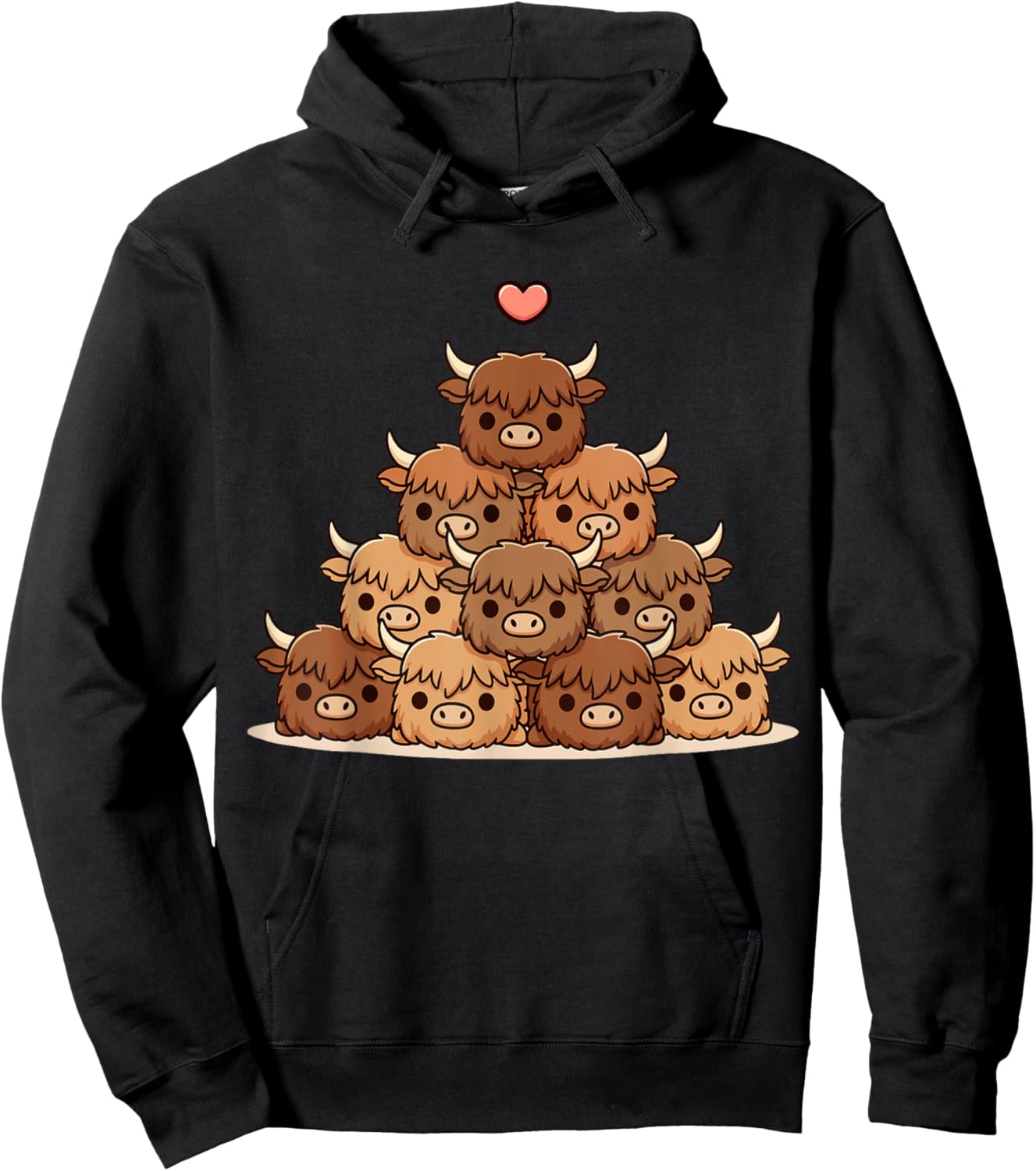 Highland Cow Cute Anime Kawaii Hoodie - Hoodie | Black