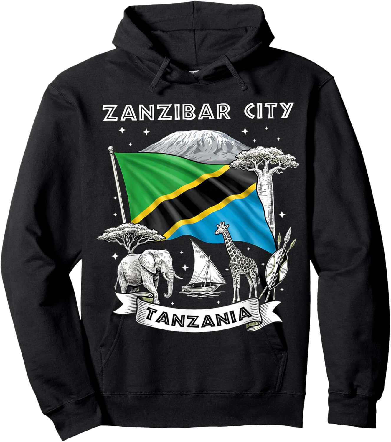 Zanzibar City Tanzania African Metropolis Graphic Hoodie - Hoodie | Black