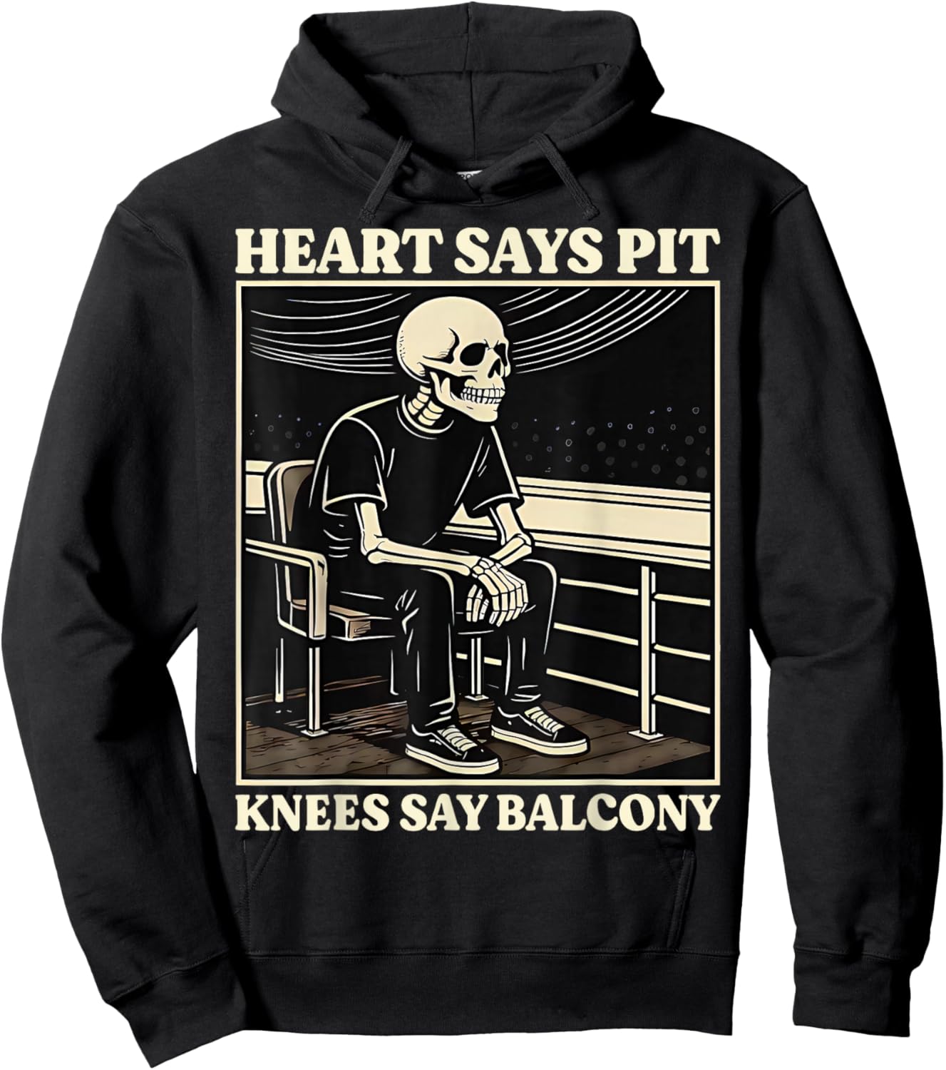 Retro Heart Says Pit Knees Say Balcony Men Hoodie - Hoodie | Black