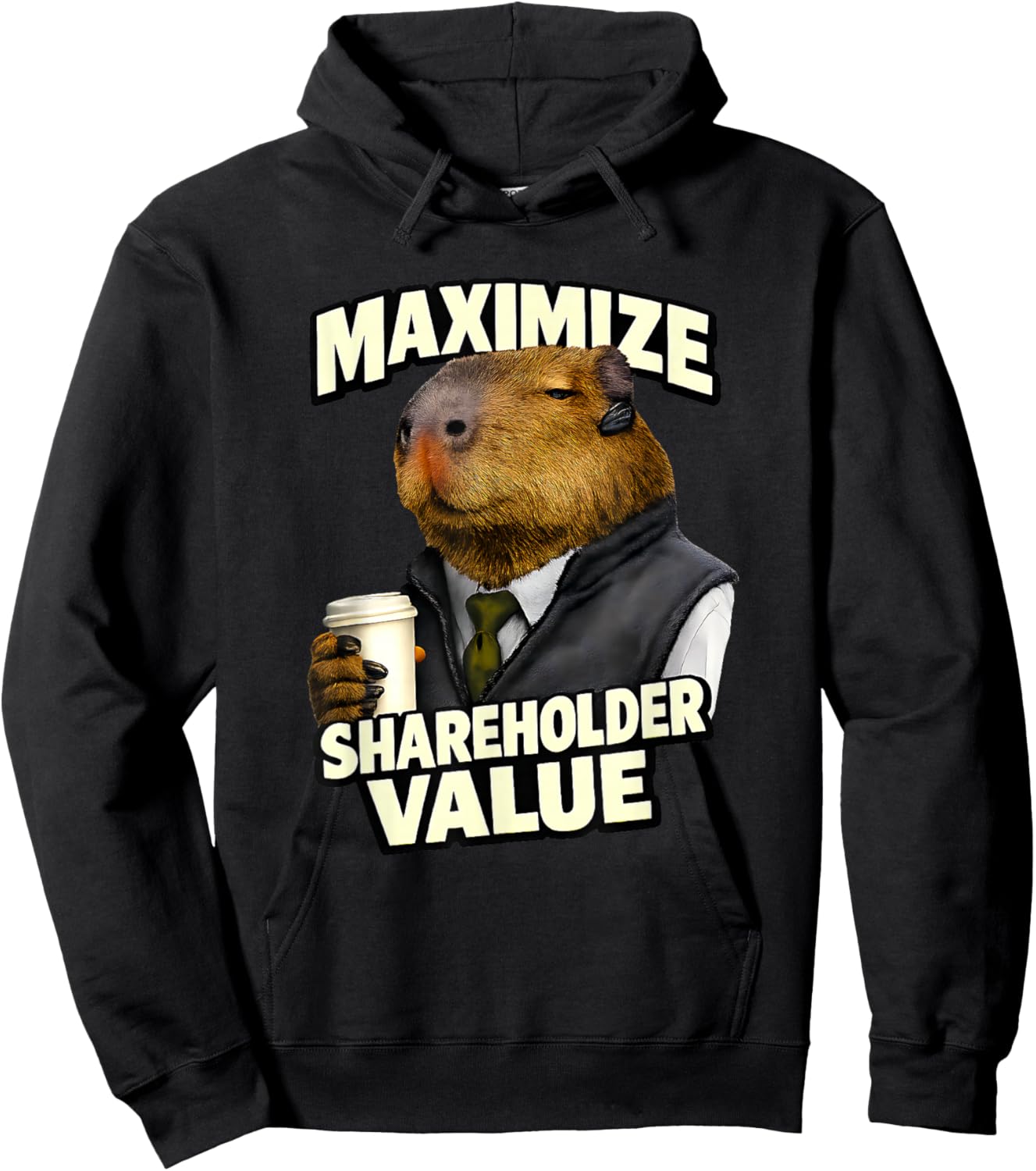 Maximize Shareholder Value Ironic Capybara Finance Bro Meme Hoodie - Hoodie | Black