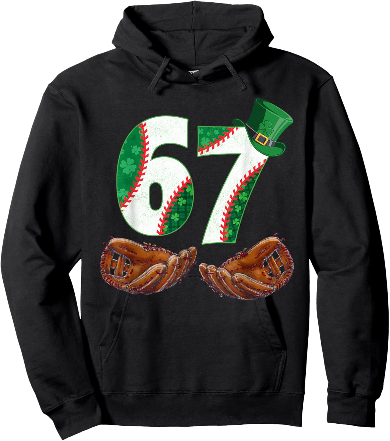 67 Trend St Patrick Baseball Number Hoodie - Hoodie | Black