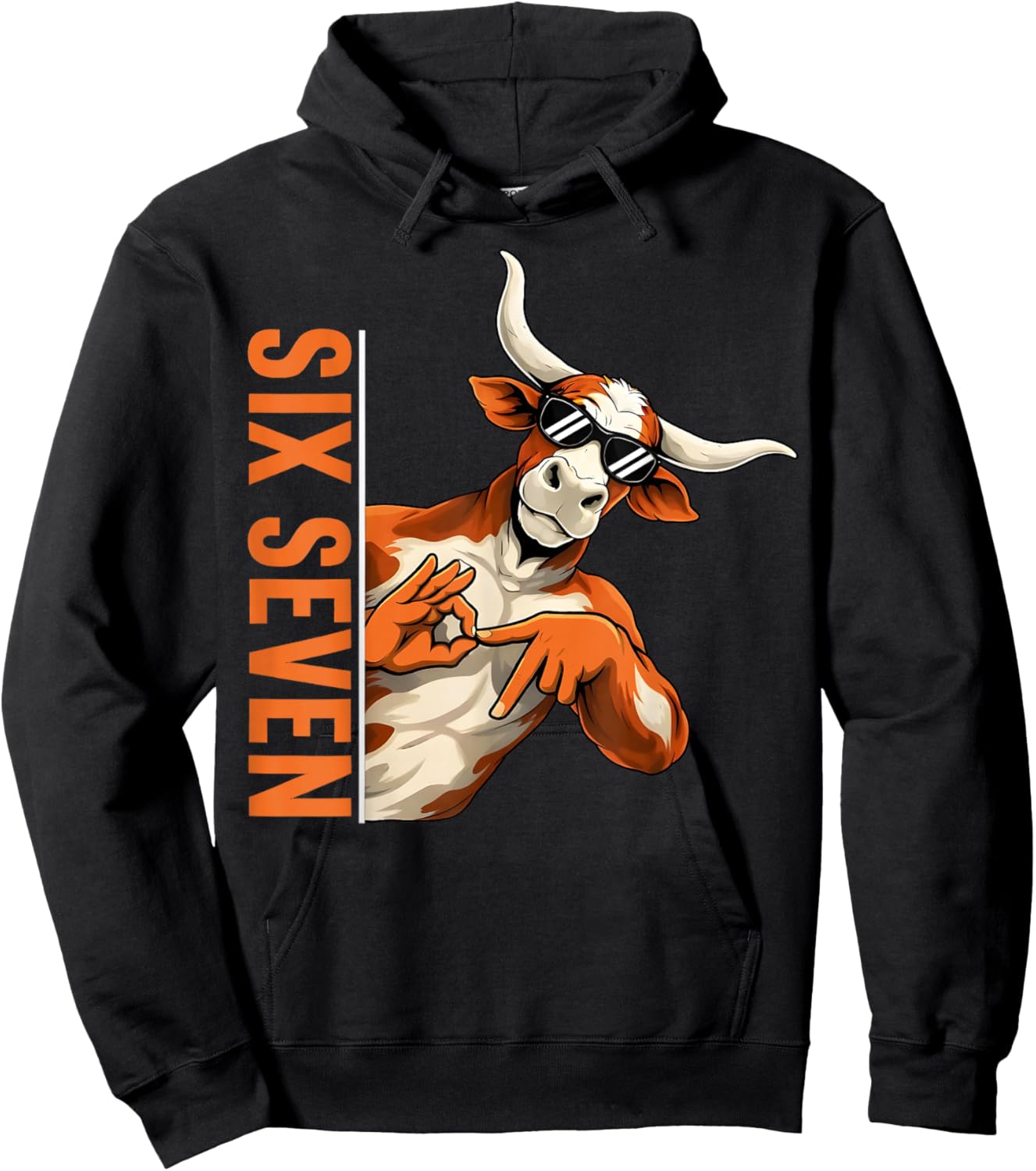 Funny Six Seven 67 Longhorn Meme Gifts for Kids Boys Men Hoodie - Hoodie | Black