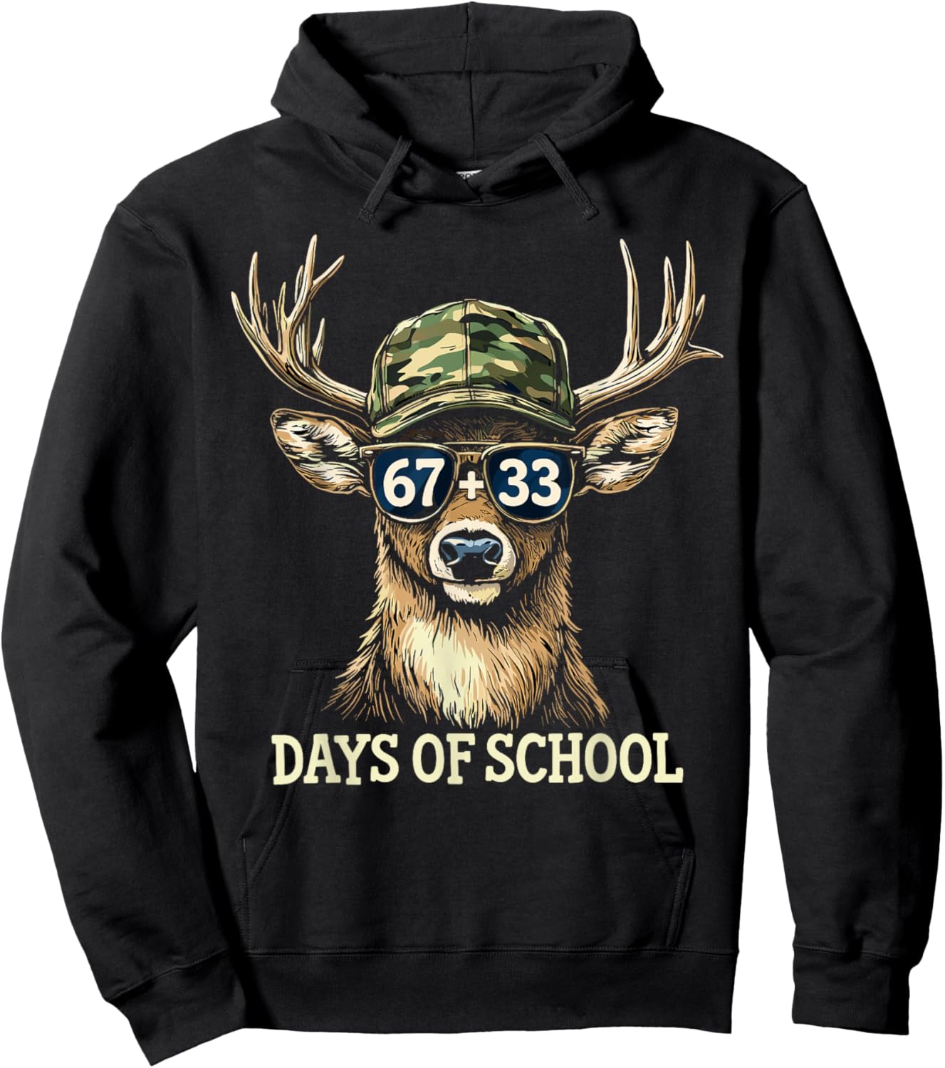 Deer 67 33 Days of School Shirt Boys Teacher 100th Day Hoodie - Hoodie | Black