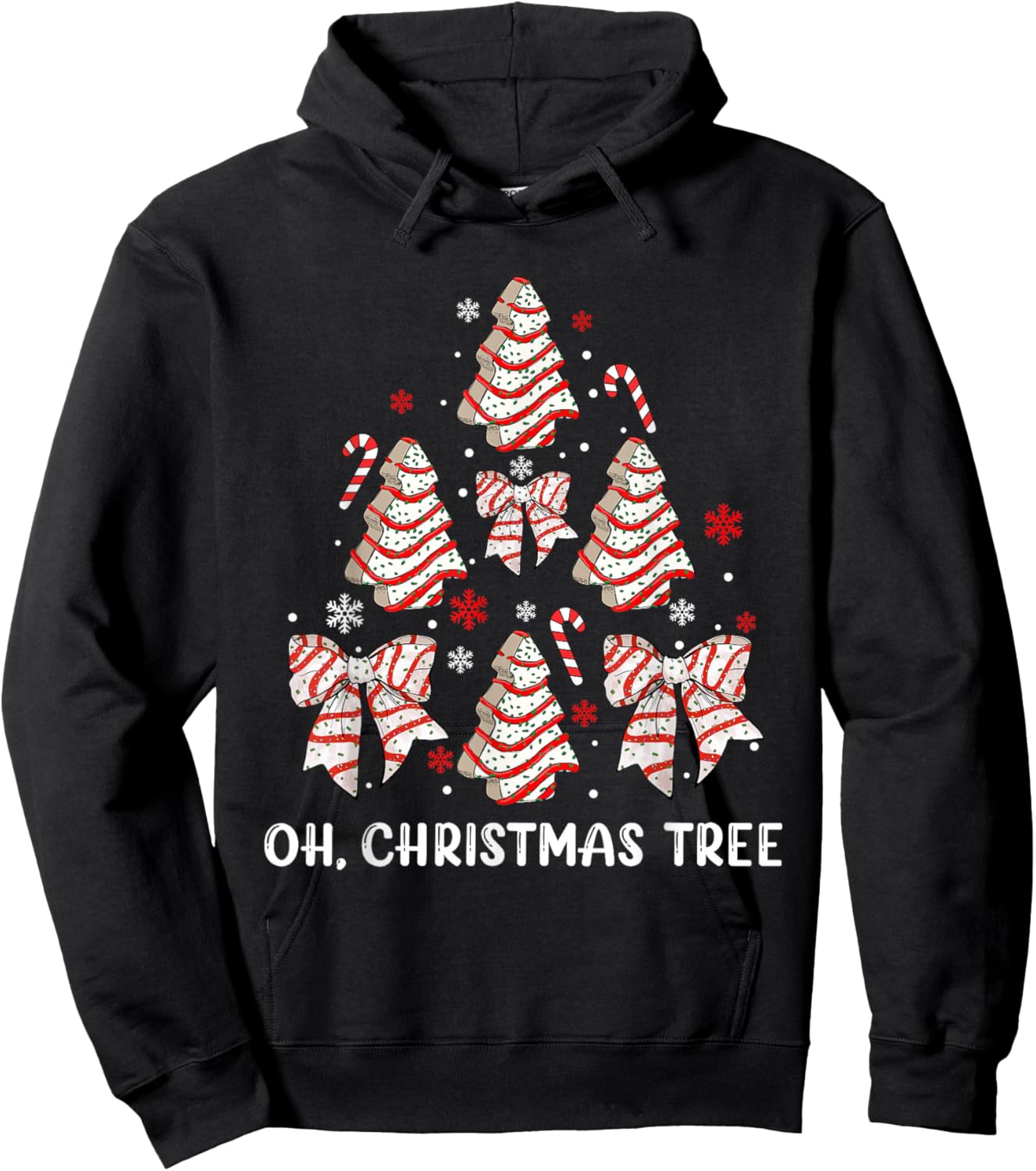 Oh Christmas Tree Cakes Debbie Becky Jen Cake Lovers Xmas Hoodie - Hoodie | Black