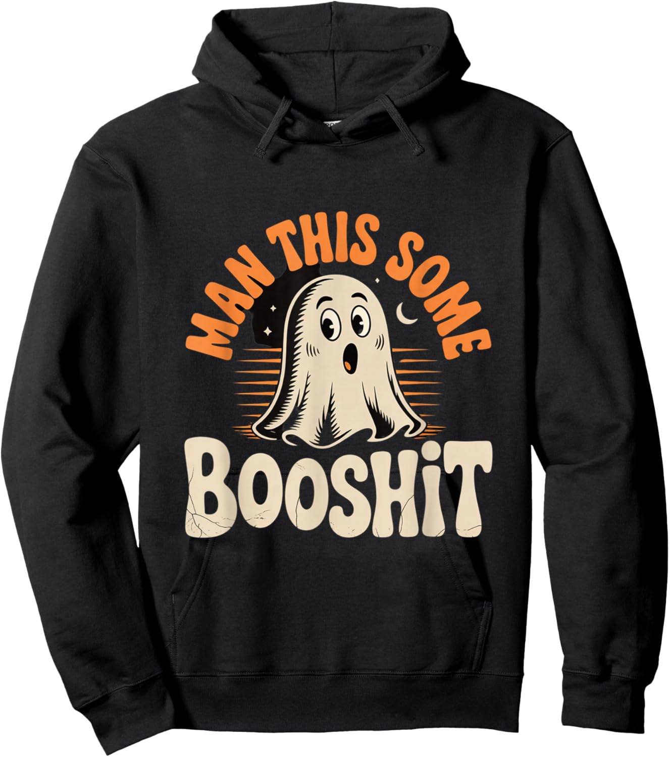 Man This Some Booshit Funny Ghost Halloween Design Hoodie - Hoodie | Black