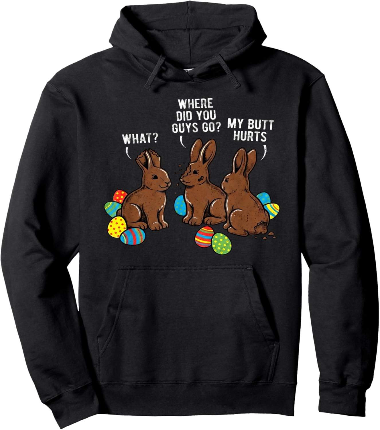 Where Did You Guys Go Chocolate Bunny Funny Easter Kids Hoodie - Hoodie | Black