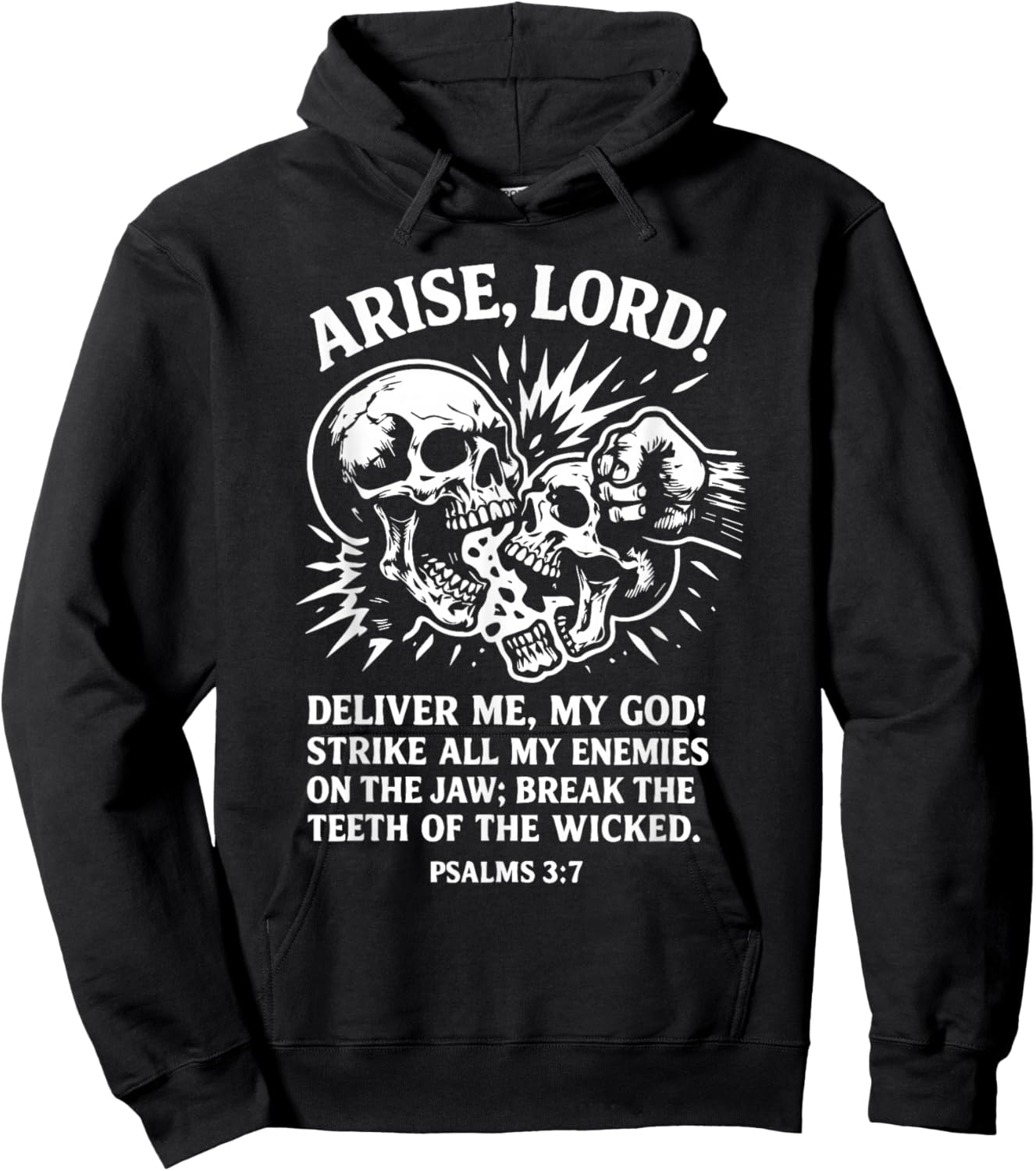 Psalm 3:7 Vintage Skull Christian Religious Bible Verse Hoodie - Hoodie | Black