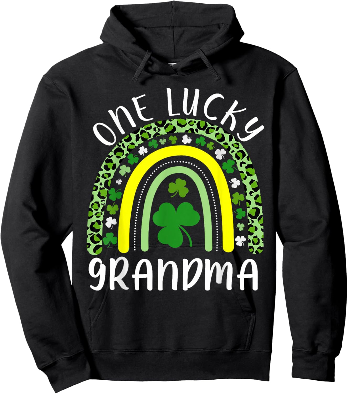One Lucky Grandma Rainbow Grandma St Patricks Day Hoodie - Hoodie | Black