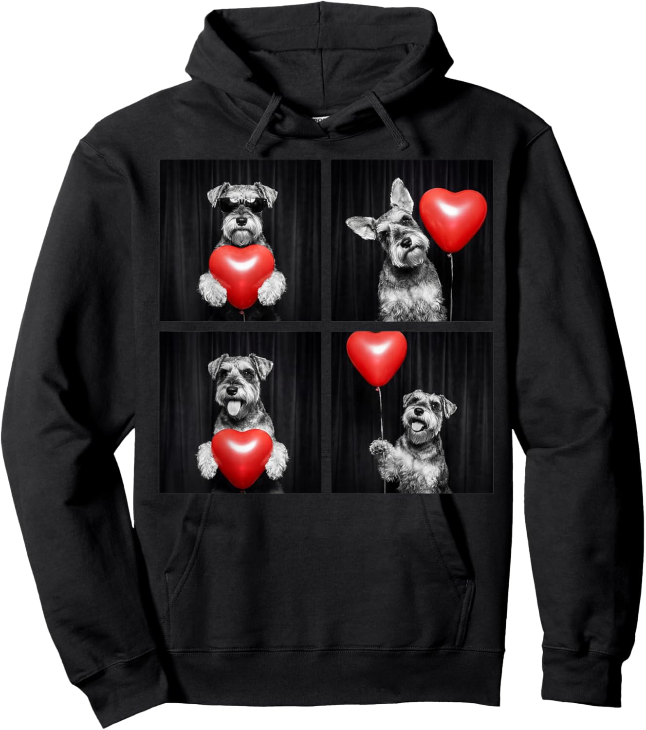 Funny Schnauzer Photobooth Dog Lover Design Valentines Hoodie - Hoodie | Black