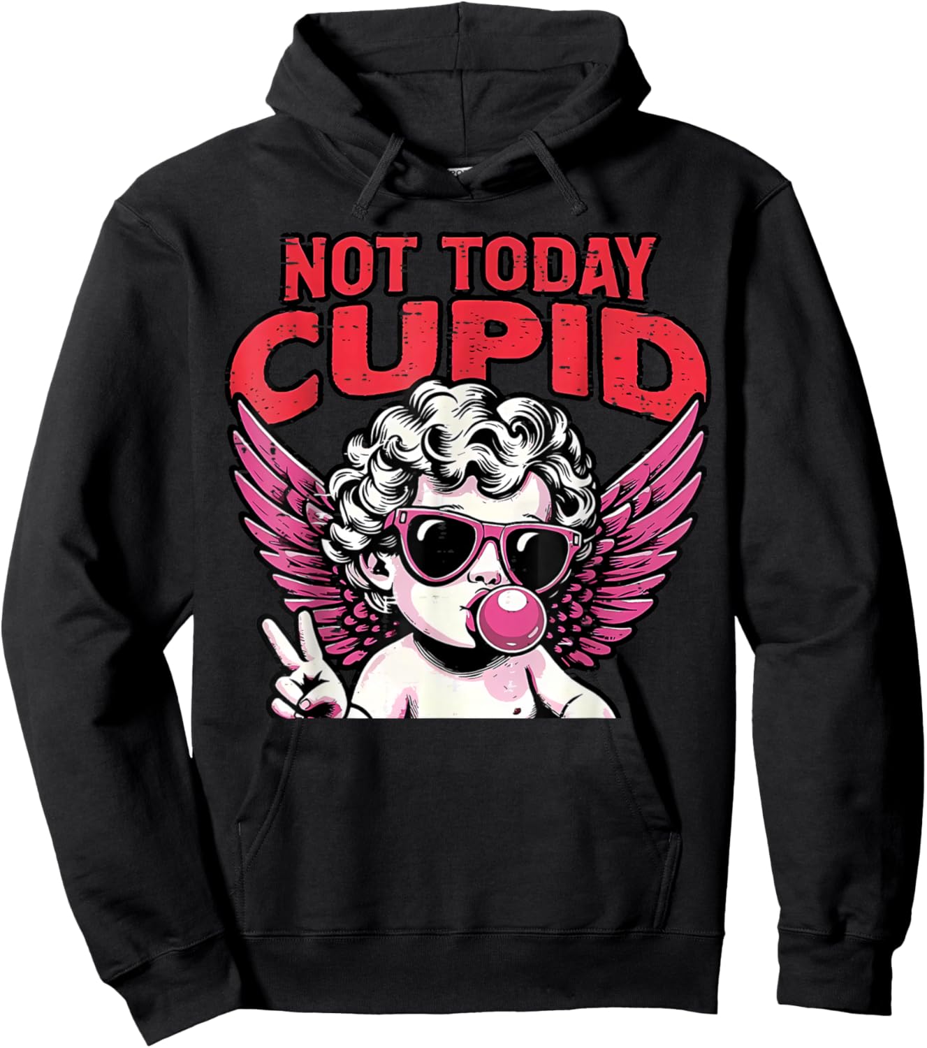 Anti Valentines Day Not Today Cupid Funny Humor Women Men Hoodie - Hoodie | Black