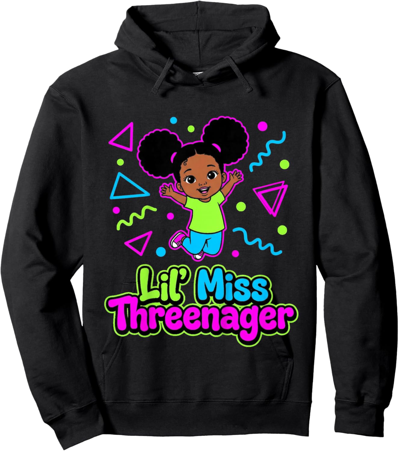 3rd Birthday Girl Sassy Toddler Lil Miss Threenager Hoodie - Hoodie | Black