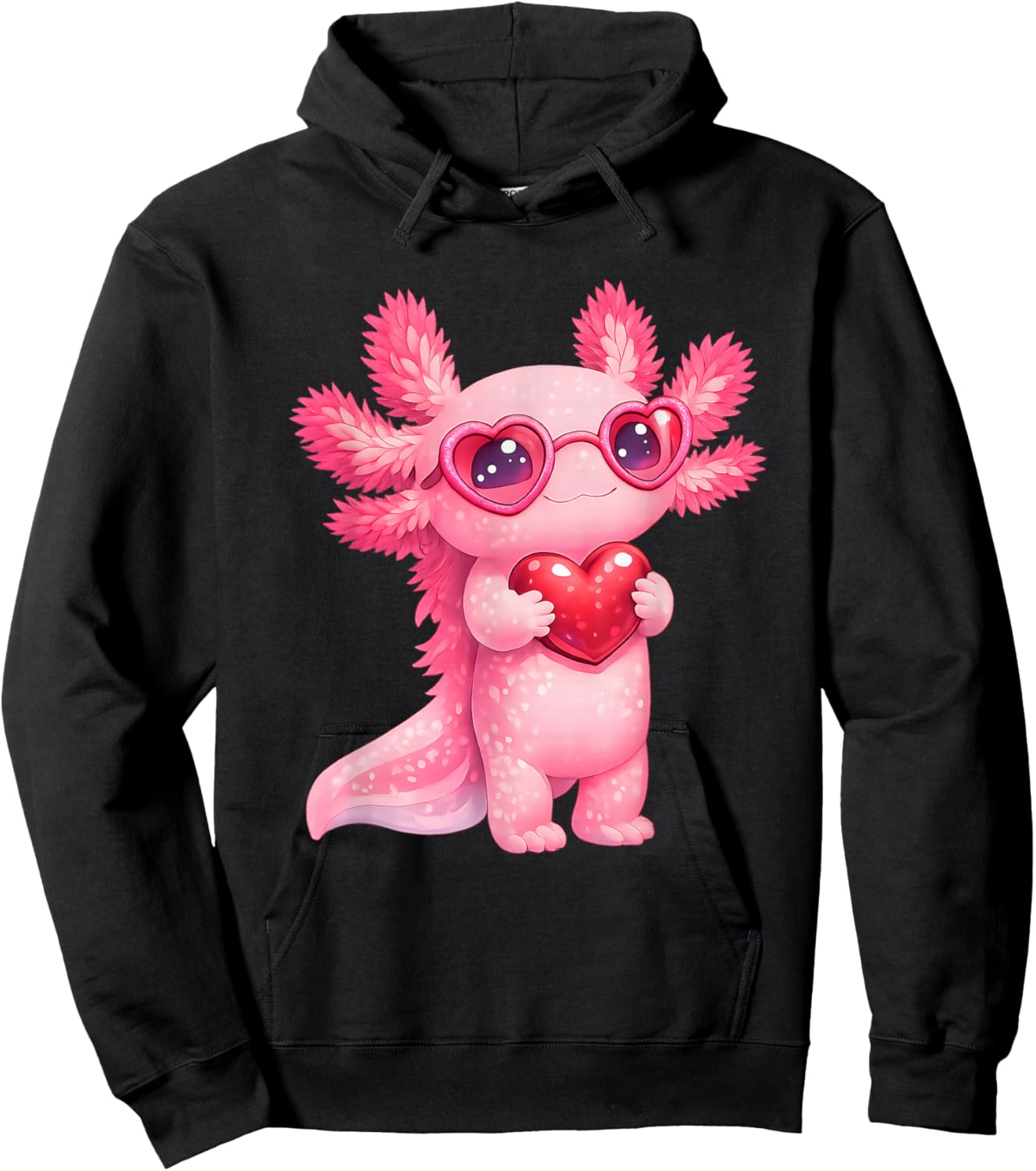 Cute Axolotl Valentines Day Love Funny Kids Gift Hoodie - Hoodie | Black