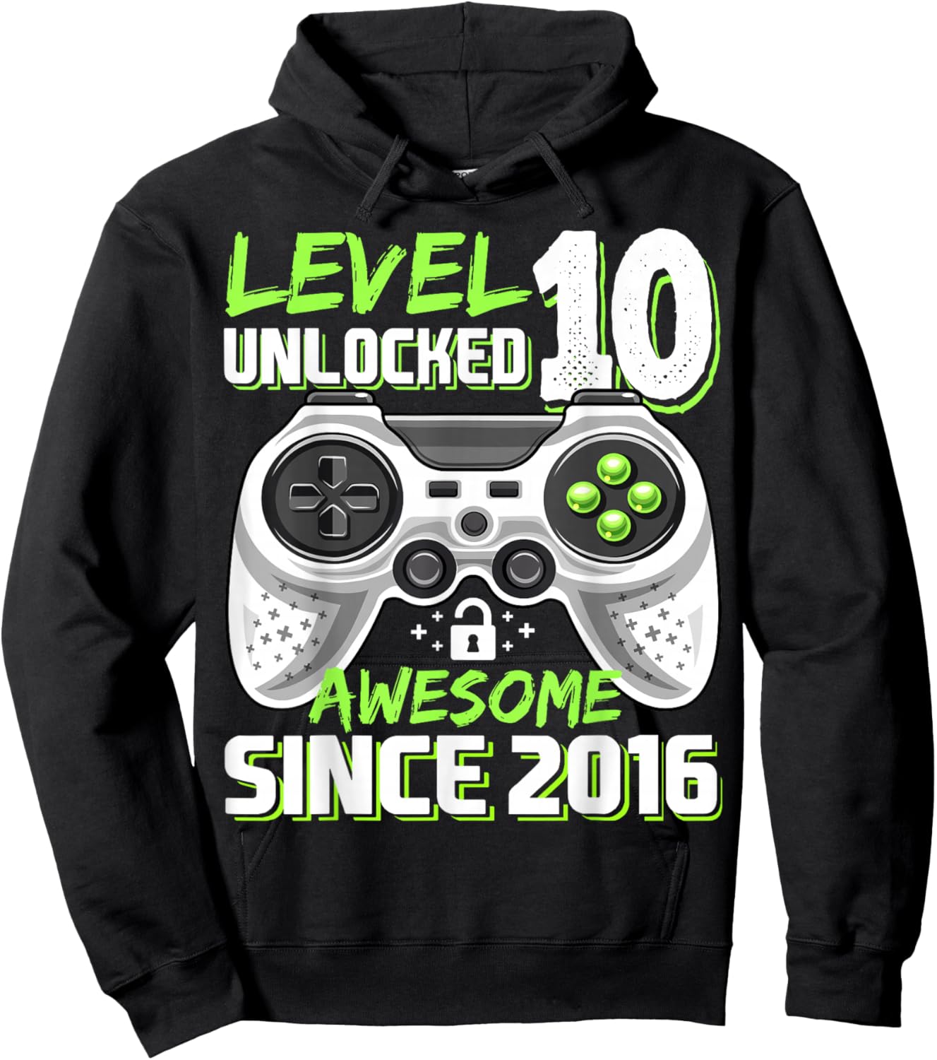 Level 10 Unlocked Birthday Boy Gamer 10th Video Game 2016 Hoodie - Hoodie | Black