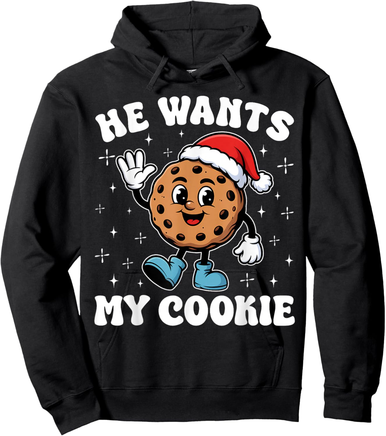 Inappropriate Funny He Wants My Cookie Meme Christmas Couple Hoodie - Hoodie | Black