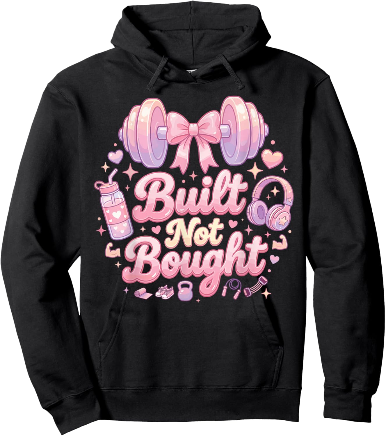 Women's Gym Built Not Bought Workout Training Weightlifting Hoodie - Hoodie | Black