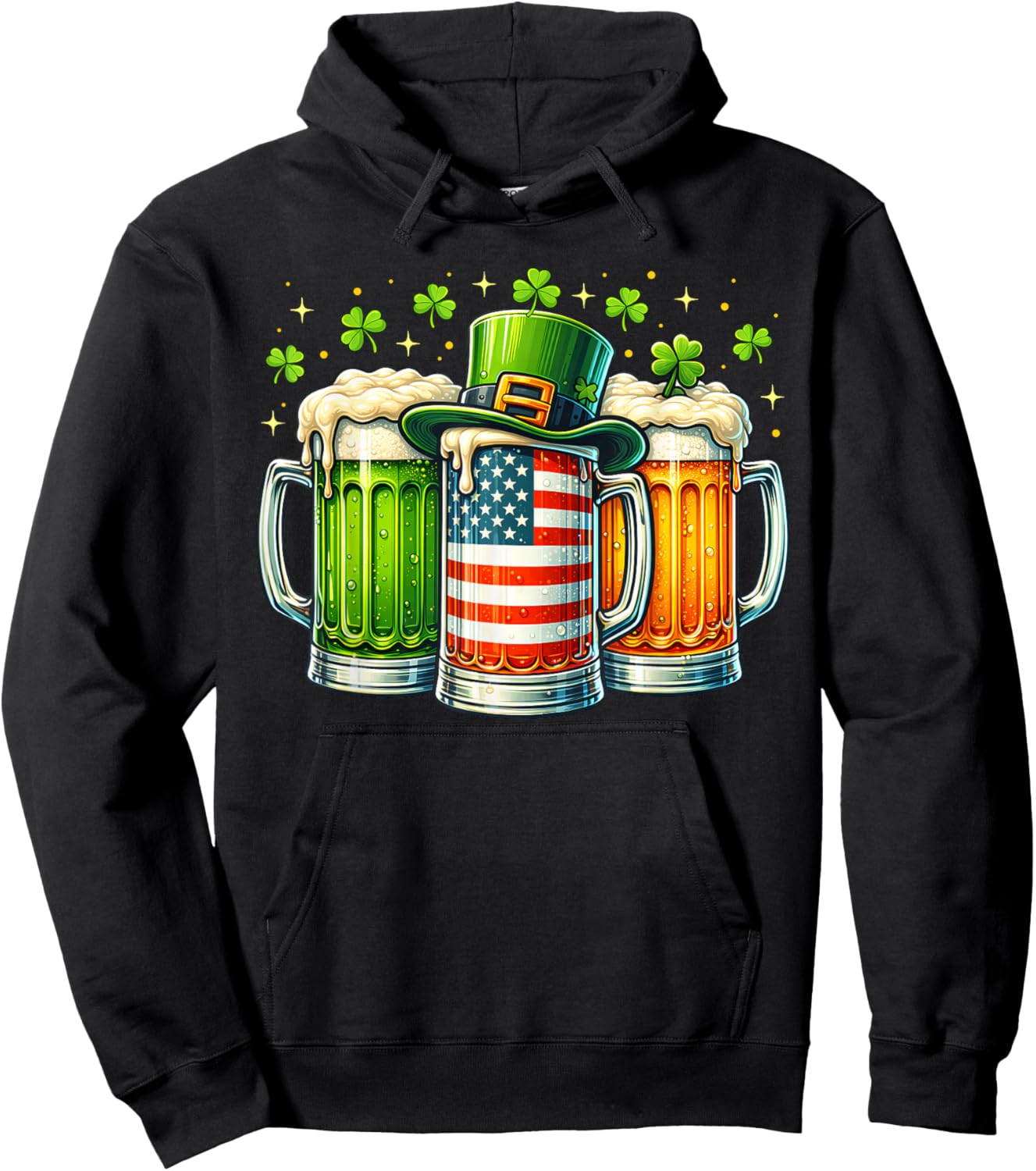 Irish Beer Ireland USA Flag St Patricks Day Party Men Women Hoodie - Hoodie | Black