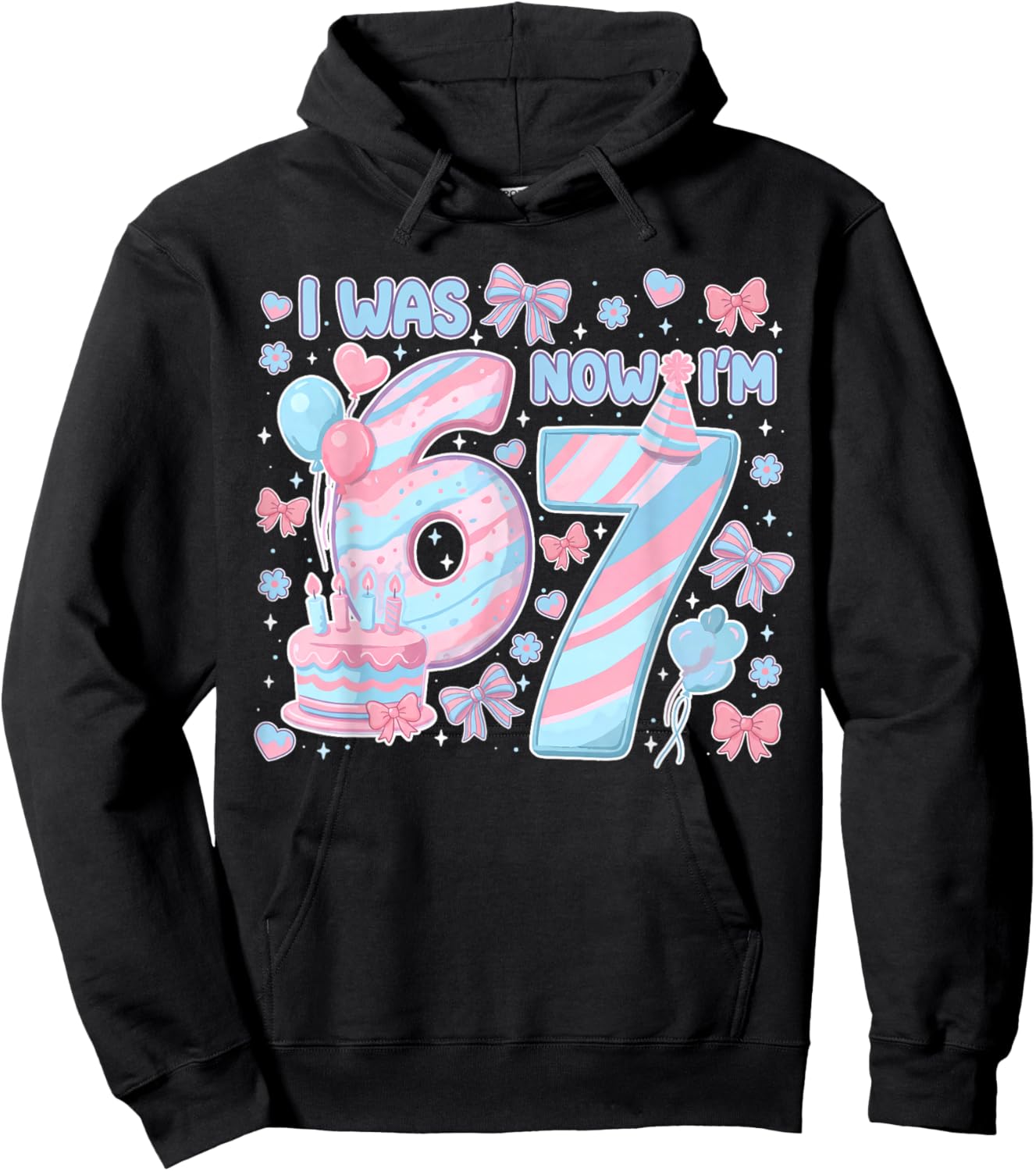 8 Year Old 8th Birthday Funny Six Seven 67 Meme Toddler Girl Hoodie - Hoodie | Black