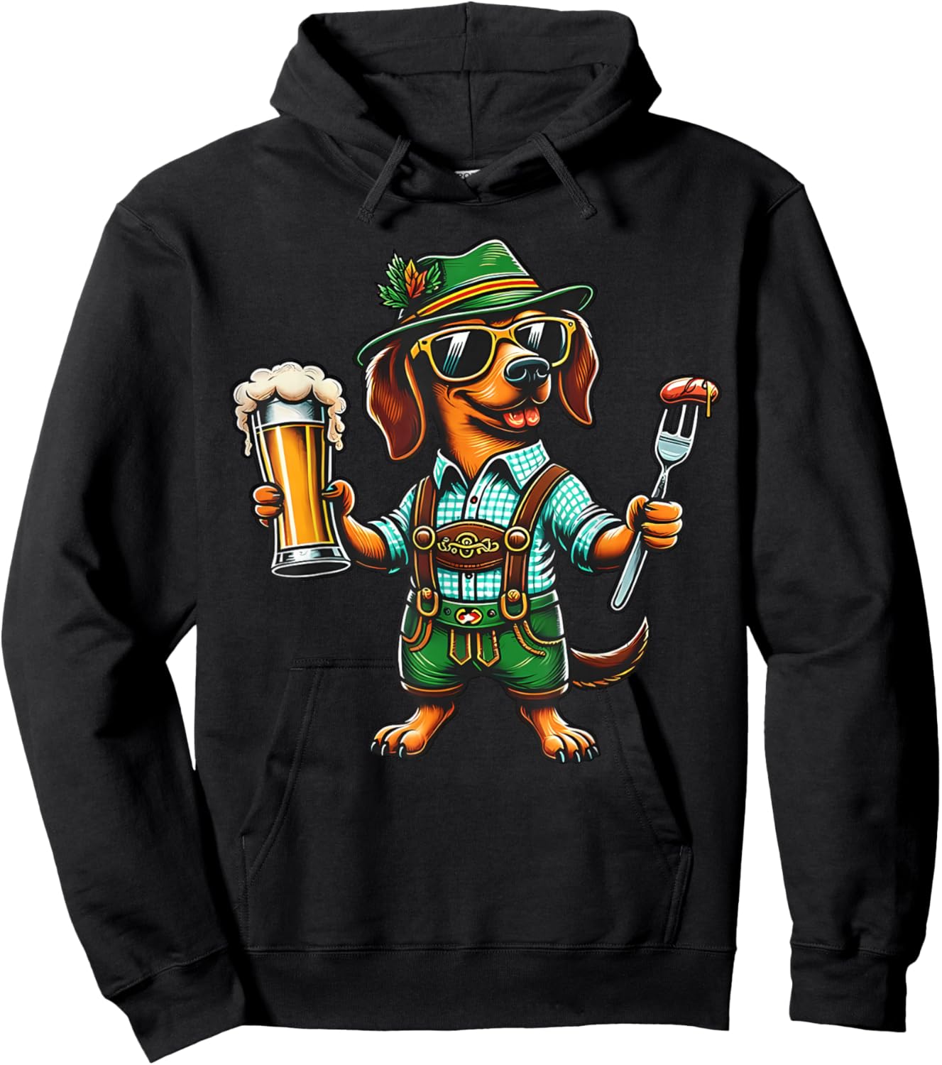 Oktoberfest Dachshund Cute Sausage Dog German Kids Men Women Hoodie - Hoodie | Black