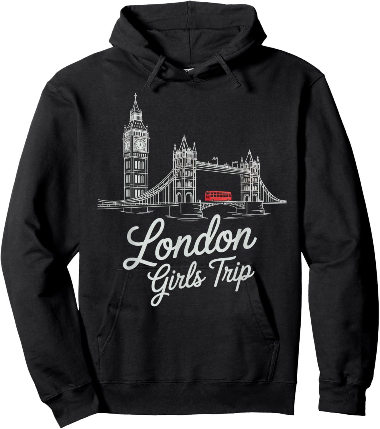 Vintage London Girls Trip Besties Moms BFF Queen UK Vacation Hoodie - Hoodie | Black