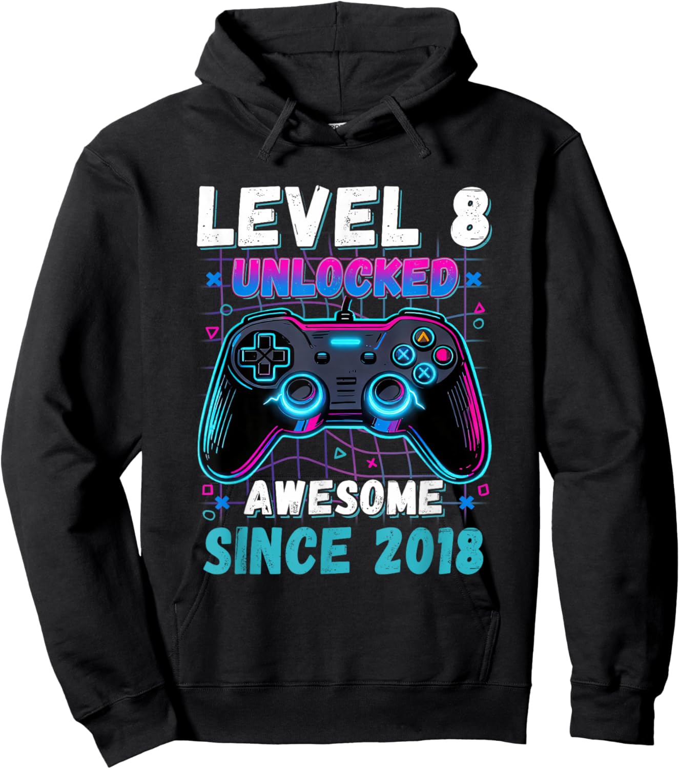 Level 8 Unlocked Awesome Since 2018 Eight 8th Birthday Boys Hoodie - Hoodie | Black