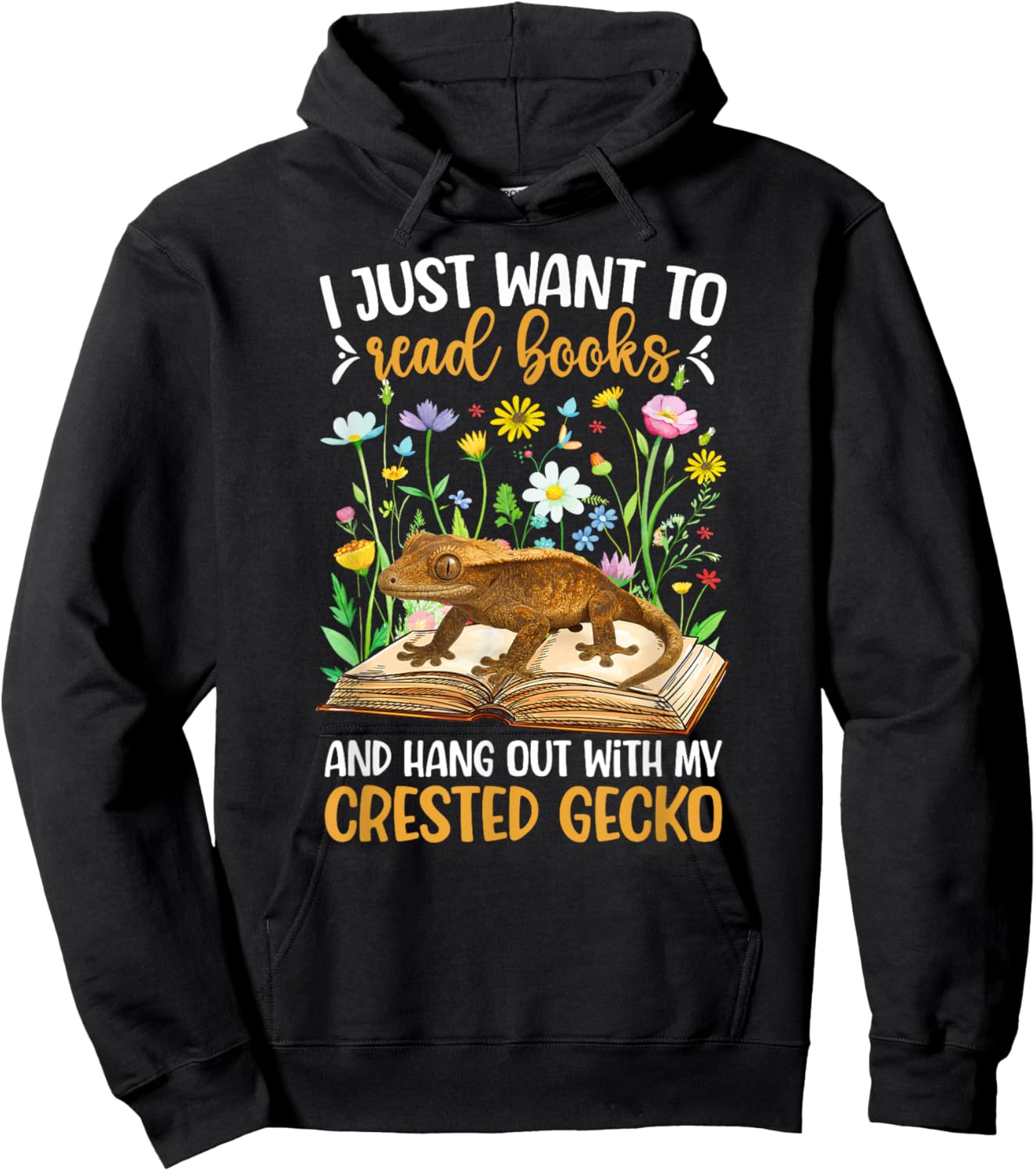 Books and Crested Gecko Owner Crestie Lover Hoodie - Hoodie | Black