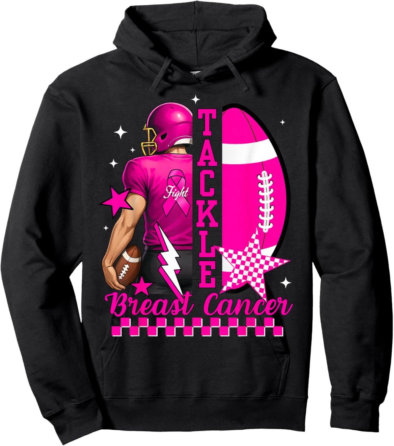 Tackle Breast Cancer Awareness American Football Men Women Hoodie - Hoodie | Black