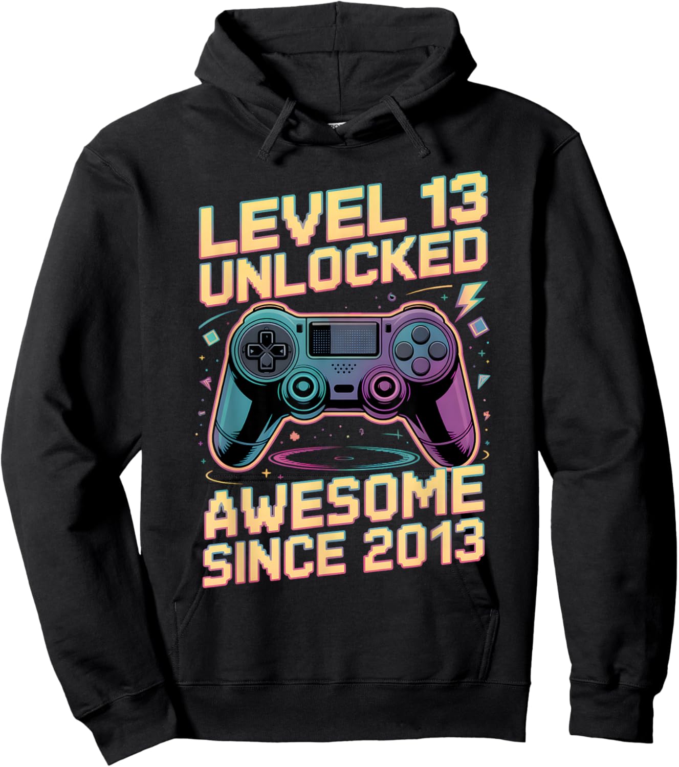 13th Birthday Boy Gift Level 13 Gamer 2013 13 Year Old Party Hoodie - Hoodie | Black