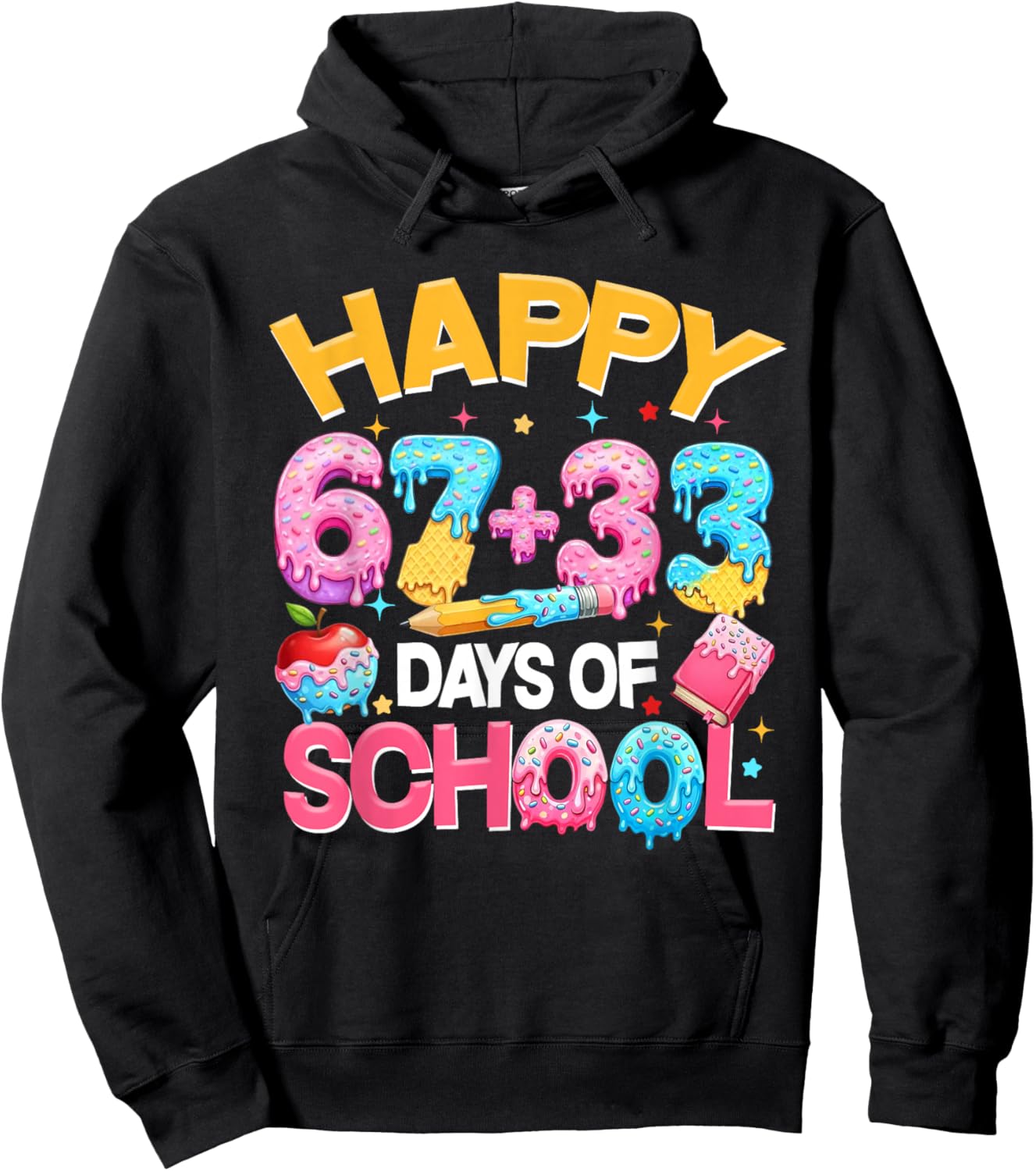 Happy 67 33 Days of School for Girls Boys Kids 100th Day Hoodie - Hoodie | Black