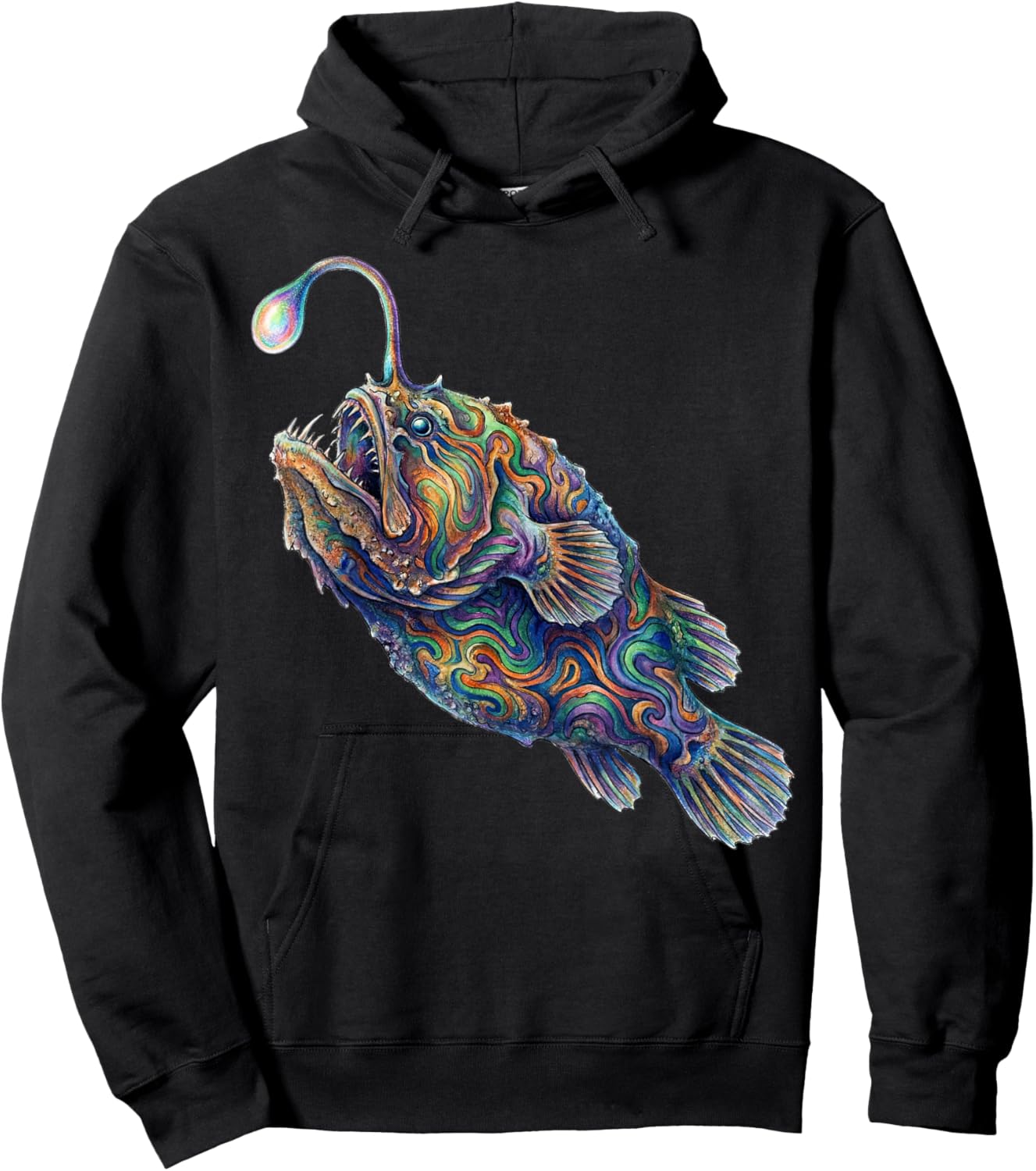 Anglerfish Abstract Ocean Art Marine Life Colorful Hoodie - Hoodie | Black