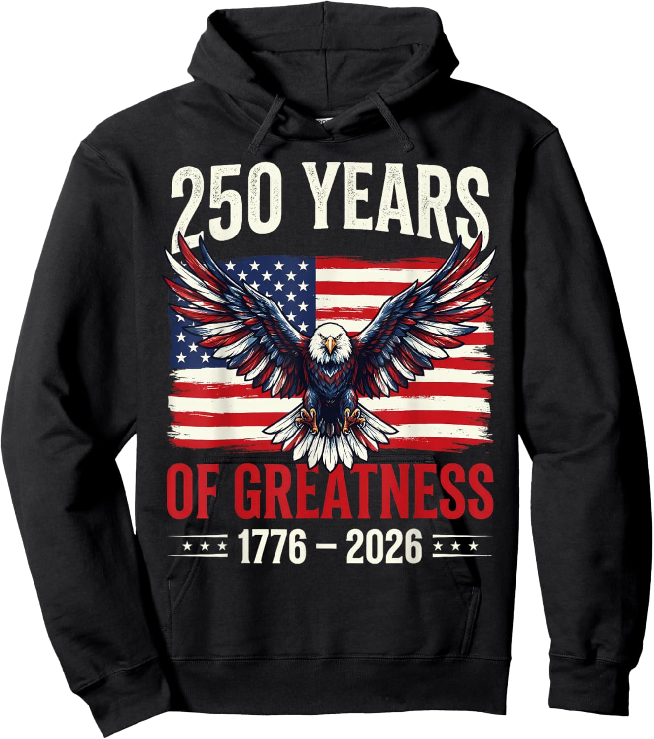 Flag Vintage 250 Years American 1776 2026 250th USA Birthday Hoodie - Hoodie | Black