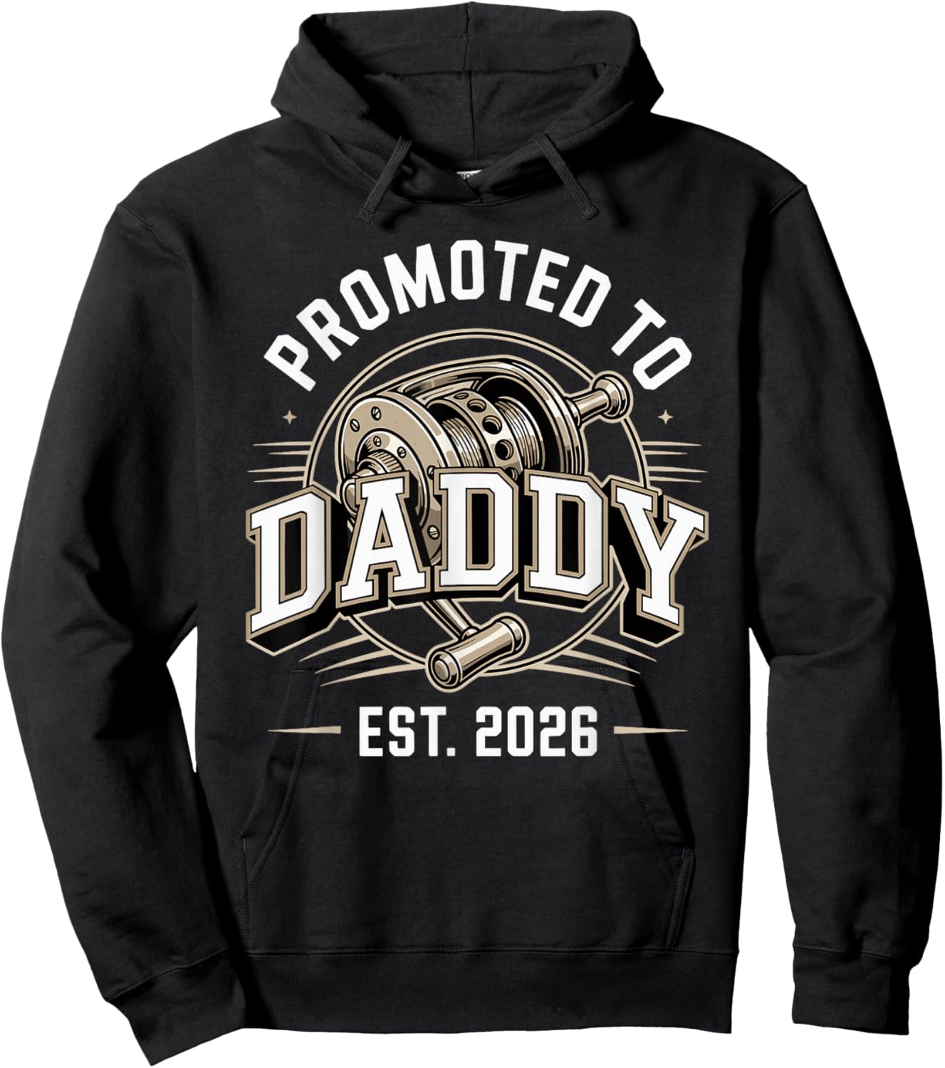 First Time Dad Promoted to Daddy Est 2026 Fishing Hoodie - Hoodie | Black