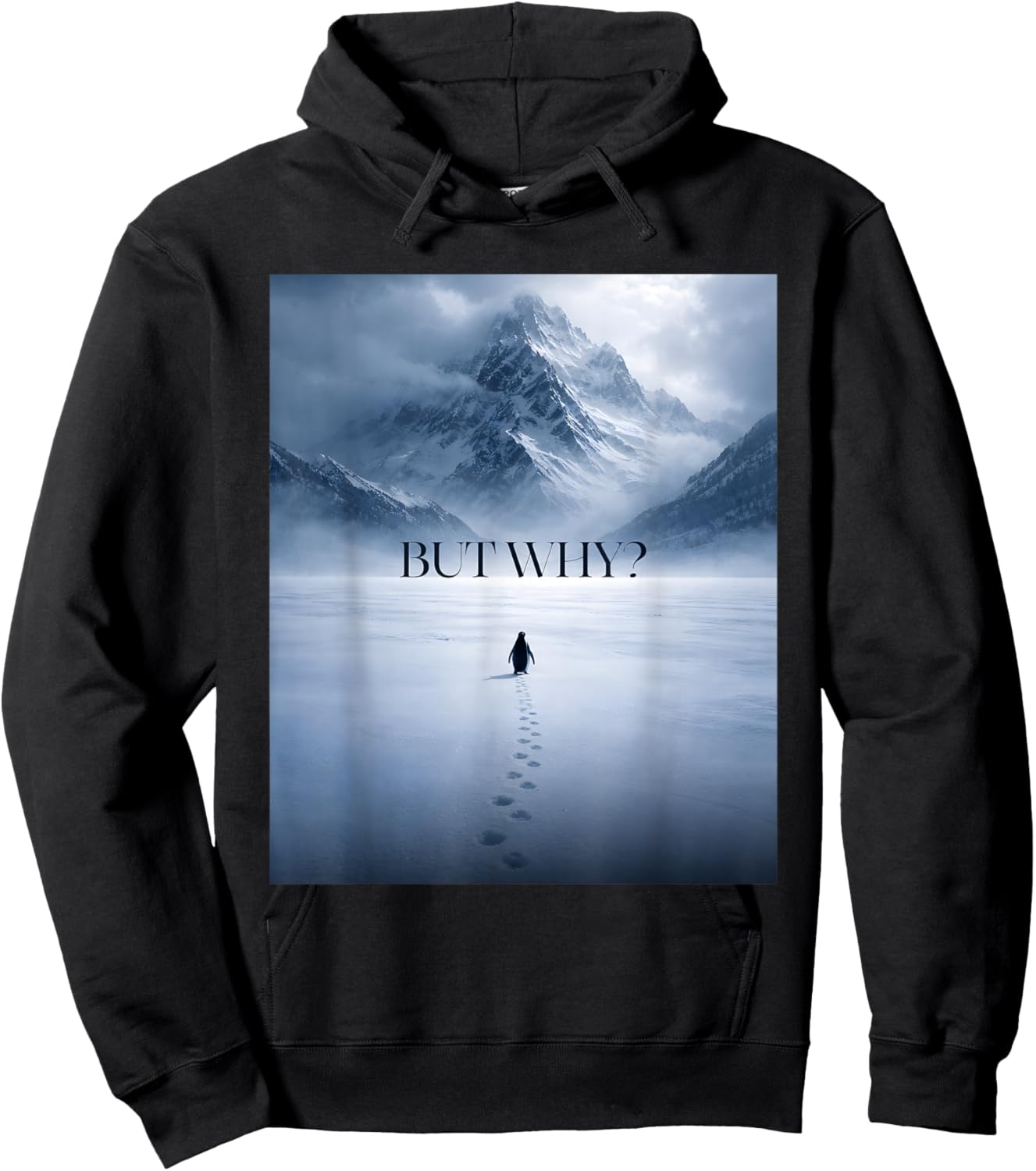 Penguin But Why Mountains Motivational Hoodie - Hoodie | Black
