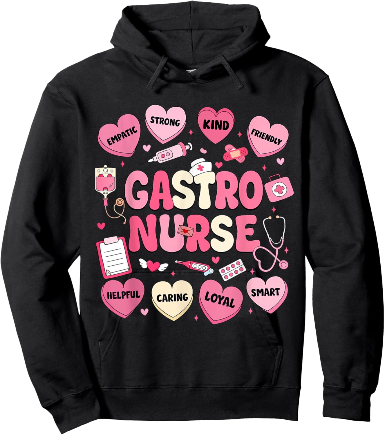 GI Nurse Valentine's Hearts Candy Gastroenterology Endo Tech Hoodie - Hoodie | Black