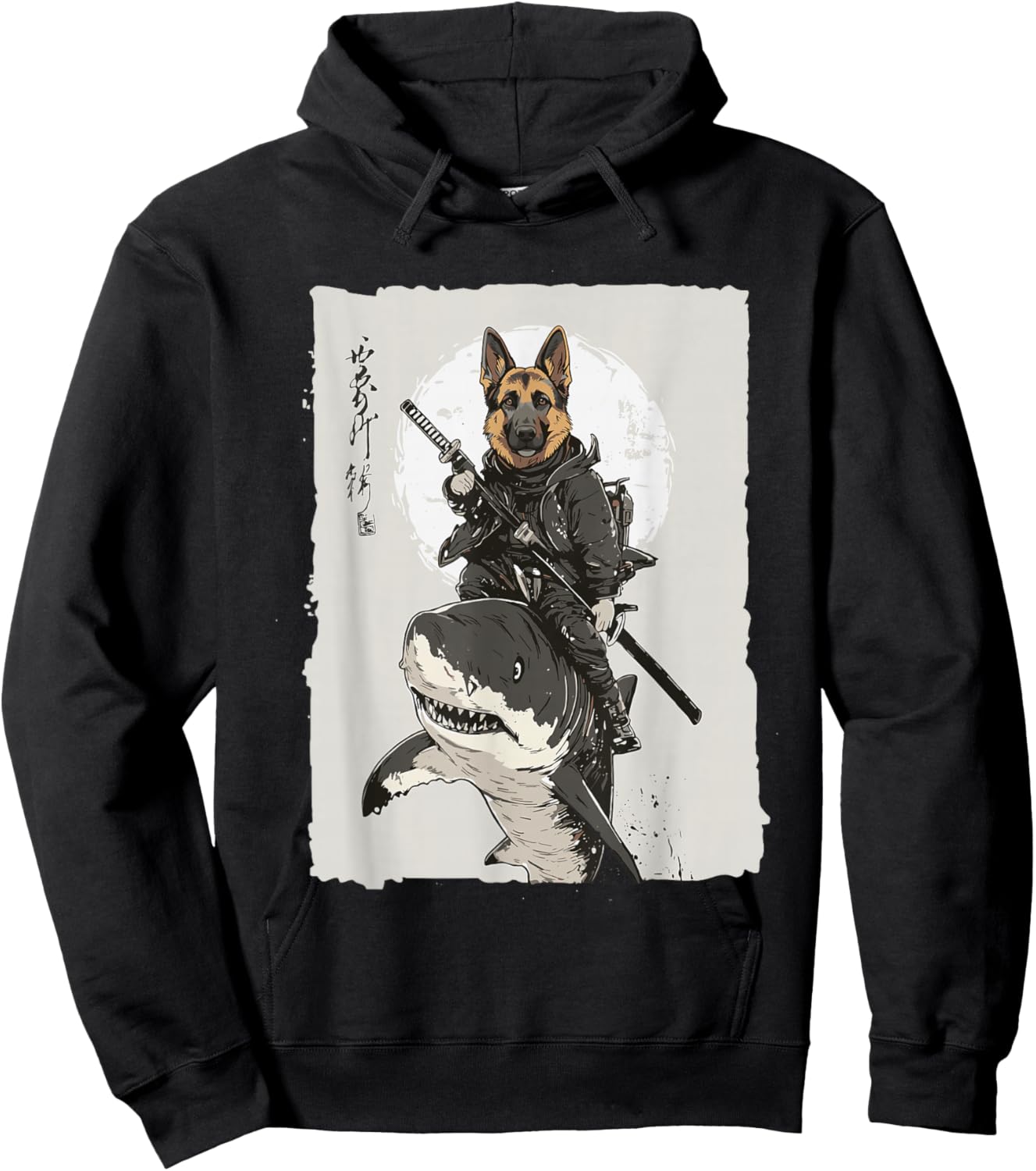 Samurai German Shepherd Dog Lover Vintage Graphic Hoodie - Hoodie | Black